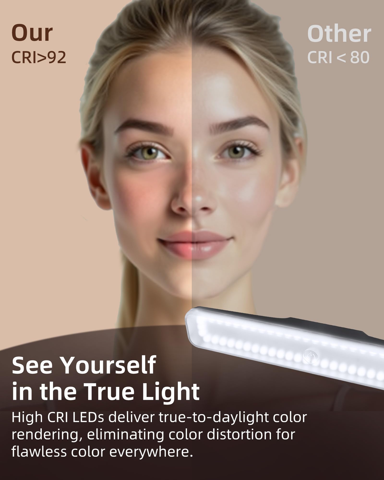 EZVALO Wireless Makeup Light 2 Pack - Rechargeable Vanity Lights, 3 Color Temperatures, Adjustable Angle, Black, Model VL01