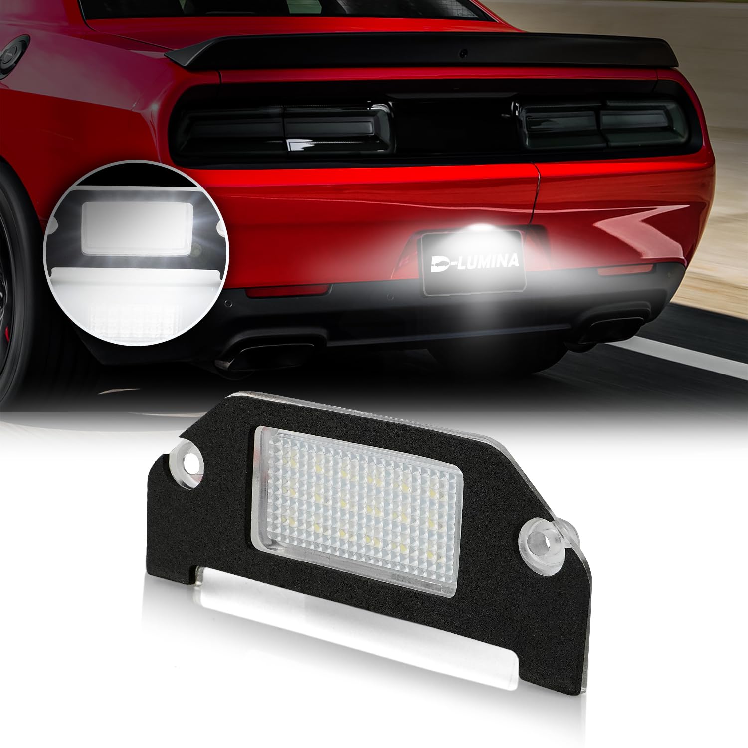 D-Lumina LED License Plate Light for 2005-2014 Dodge Charger, Challenger, Chrysler 300, 6000K White, ABS Plastic, Pack of 1