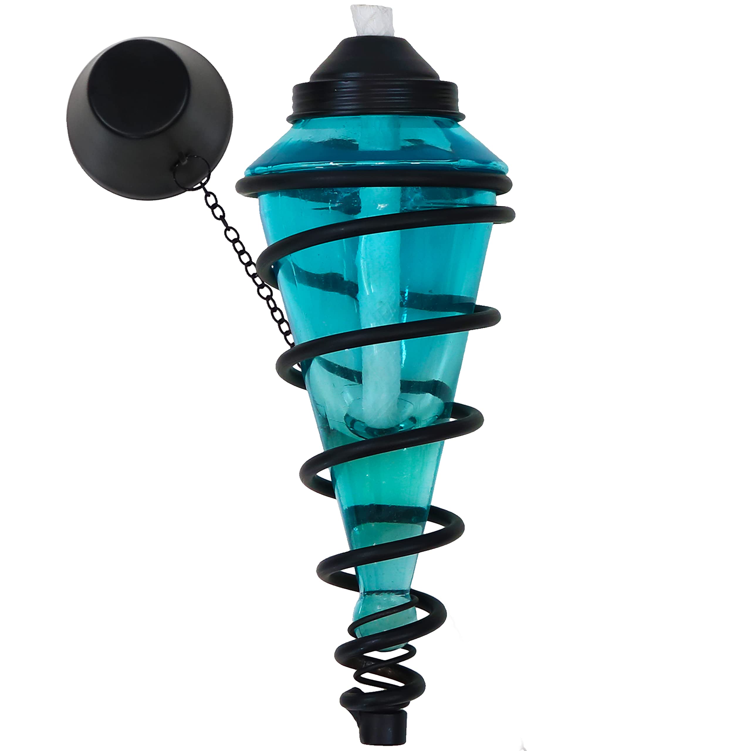 Sunnydaze Glass Patio Torch Set of 2 - Adjustable 25in to 66in Height - Blue - Steel - Model WKO-158