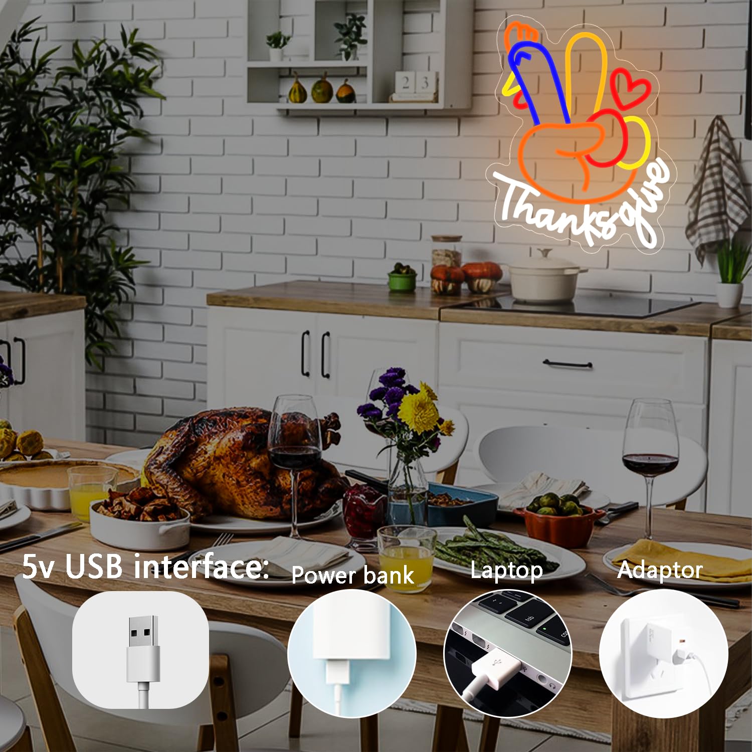 Turkey Neon Sign Thanksgiving Neon Sign Dimmable Turkey Led Light Happy Thanksgiving Led Sign For Wall Decor Turkey Neon Window Light Up Sign For Bedroom Living Room Home Decor Party Gift