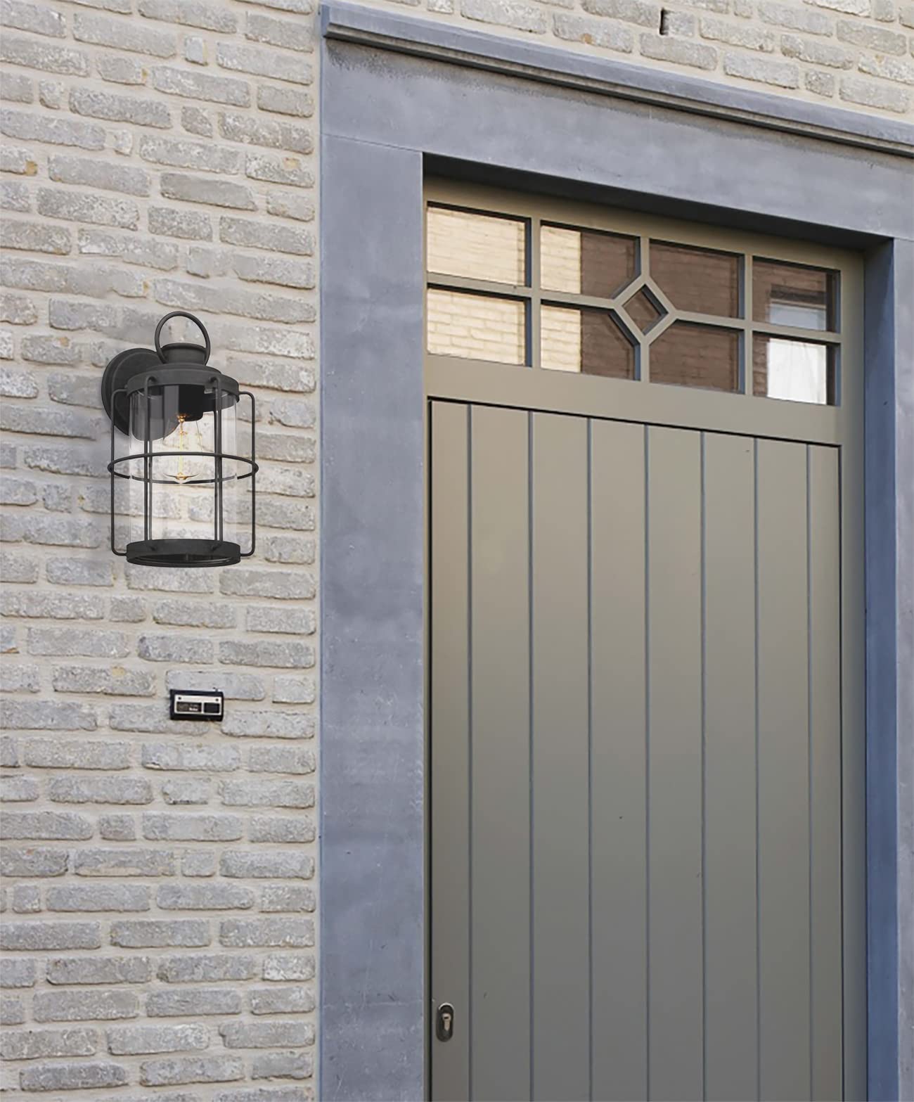Tawson Cain Outdoor Wall Lantern, Matte Black, Clear Glass Shade, Weather Resistant, Model 11410