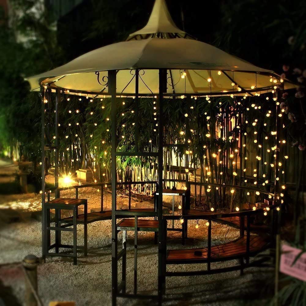 RaThun Solar Globe String Lights, 100 LED, 49 Feet, Warm White, Indoor/Outdoor, 8 Modes, Plastic