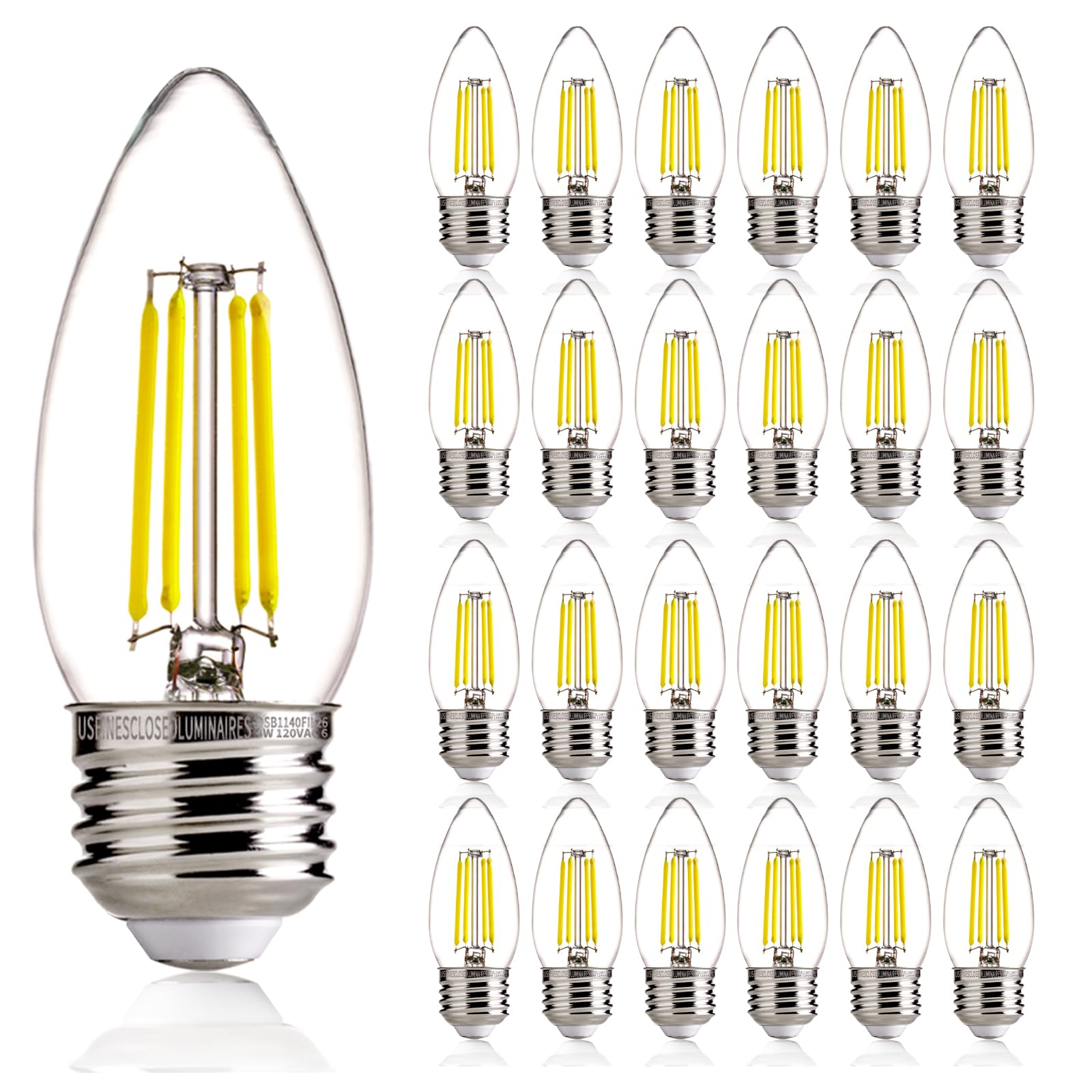 Alampever E26 Led Bulb 60 Watts, B11 Chandelier Light Bulbs, 5000K Daylight Candelabra Led Bulbs, 24 Pack Candle Light Bulbs
