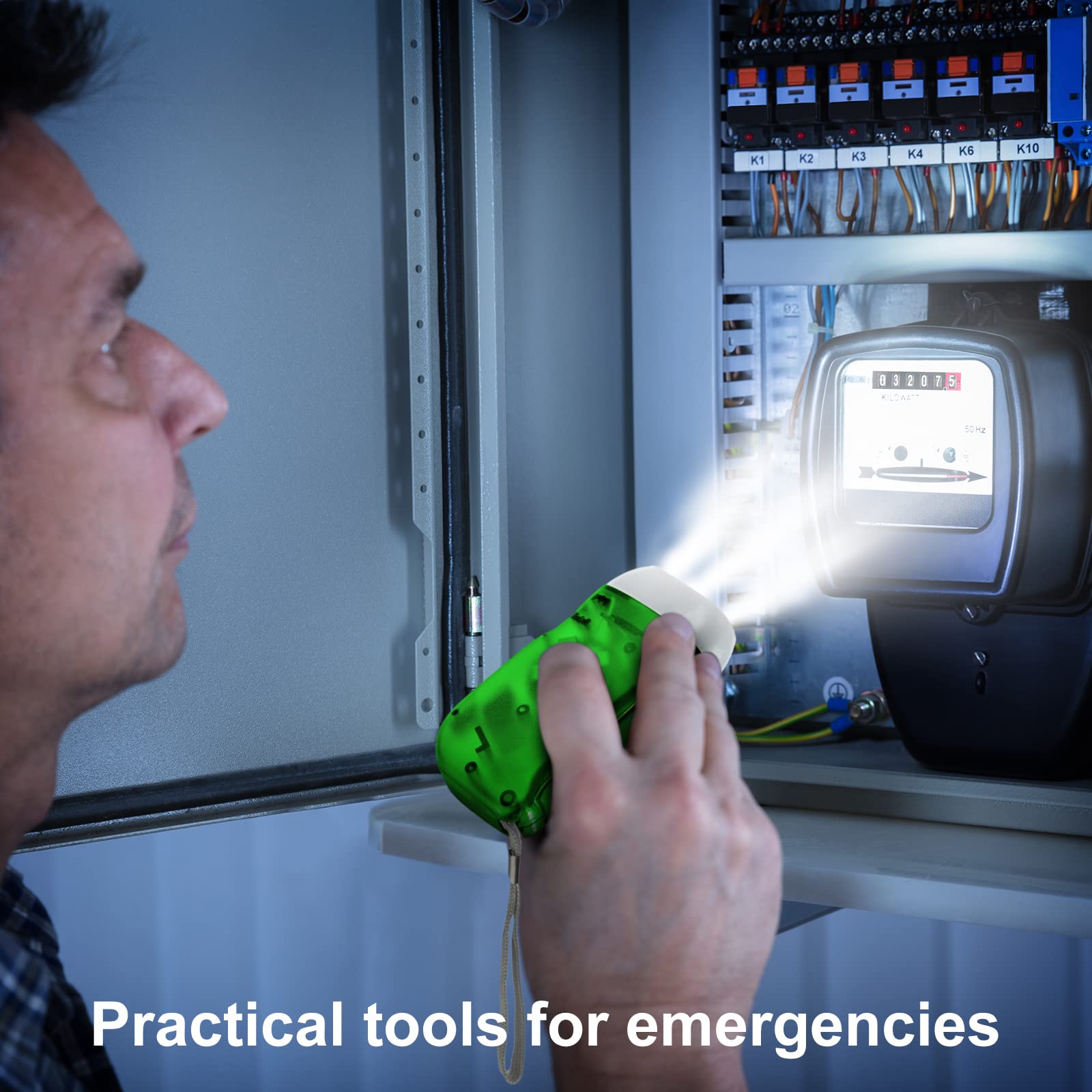 Treela 36 Pcs Hand Crank Flashlight Bulk Squeeze Wind Up Flashlight No Battery With Led Self Powered Charging Torch Dynamo For Camping Emergency Survival Christmas(Yellow, Green, Blue, Red)