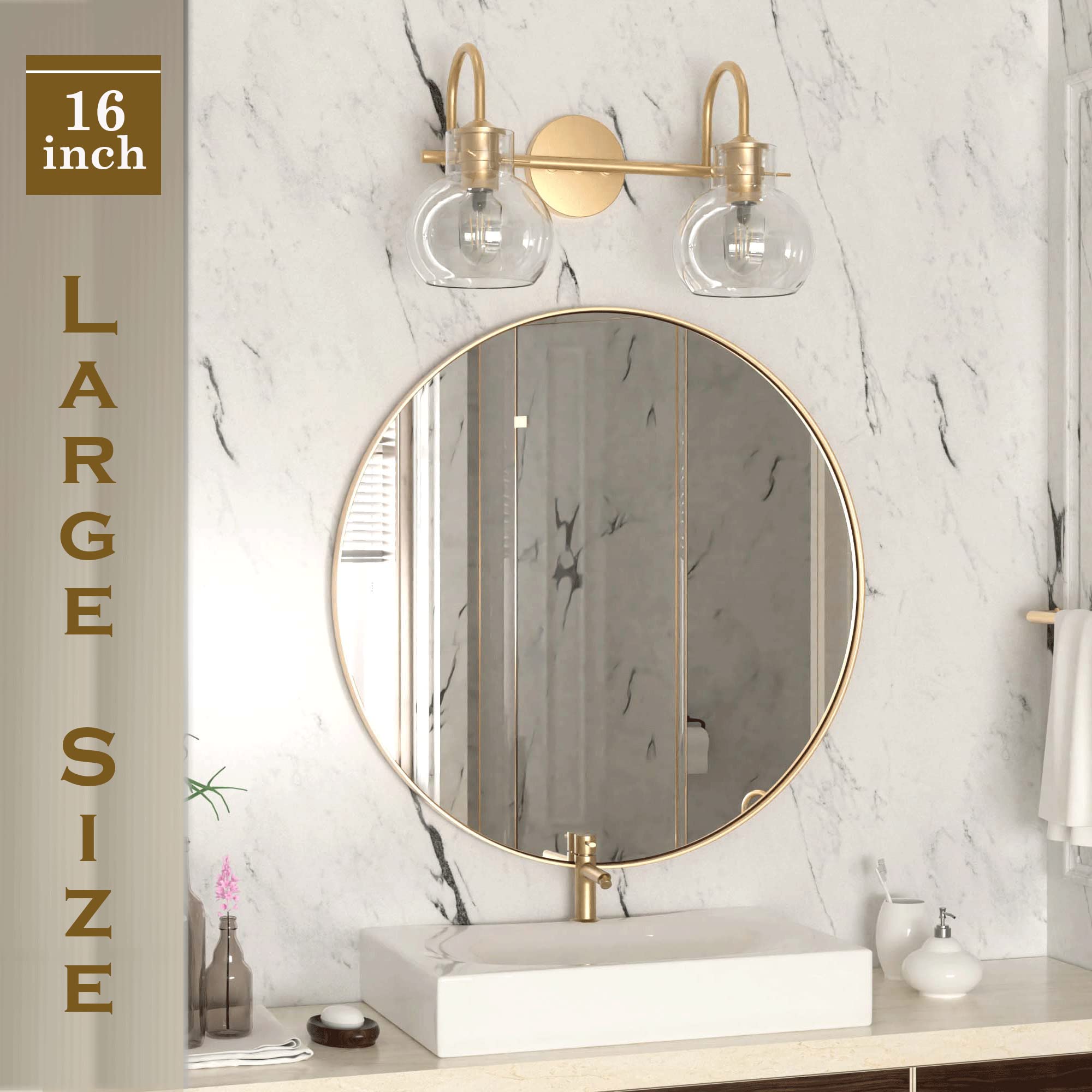 Paihome 2 Light Bathroom Light Fixture, Black Vanity Light For Bathroom Modern Wall Sconce Lighting Matte Black, Farmhouse Metal Wall Lamp With Globe Glass Shade, Wall Mount Light Fixture For Mirror
