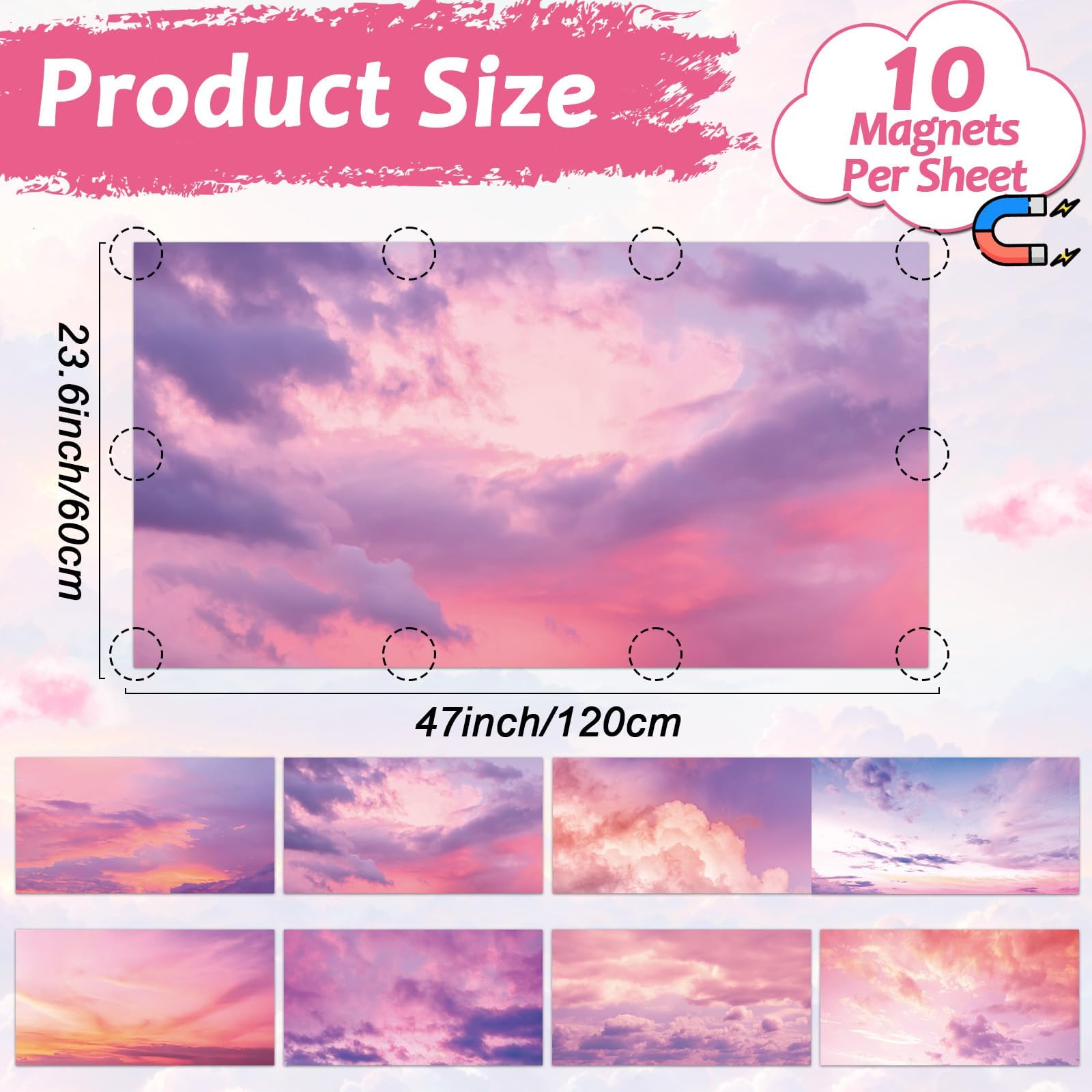 Wiooffen 8 Pack Fluorescent Light Covers, 4x2 ft, Polyester, Sunset Pink, Easy Install for Classroom, Office, Hospital, Model YM0706