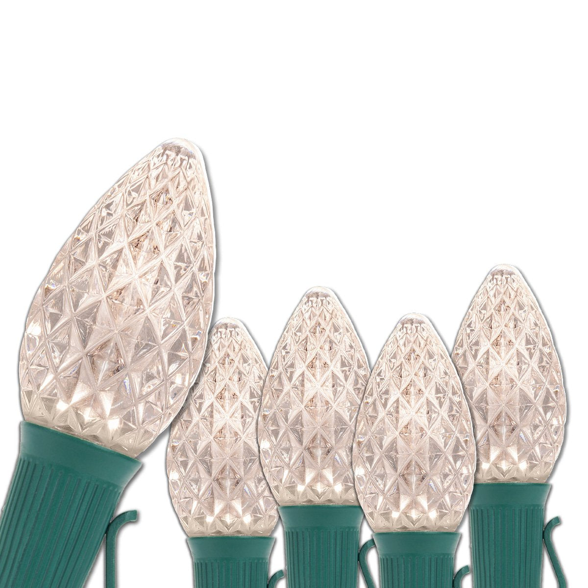 Wintergreen Lighting C7 Opticore Christmas Lights - Warm White, 50 ft, 50 Lights, Heavy Duty, Green Wire