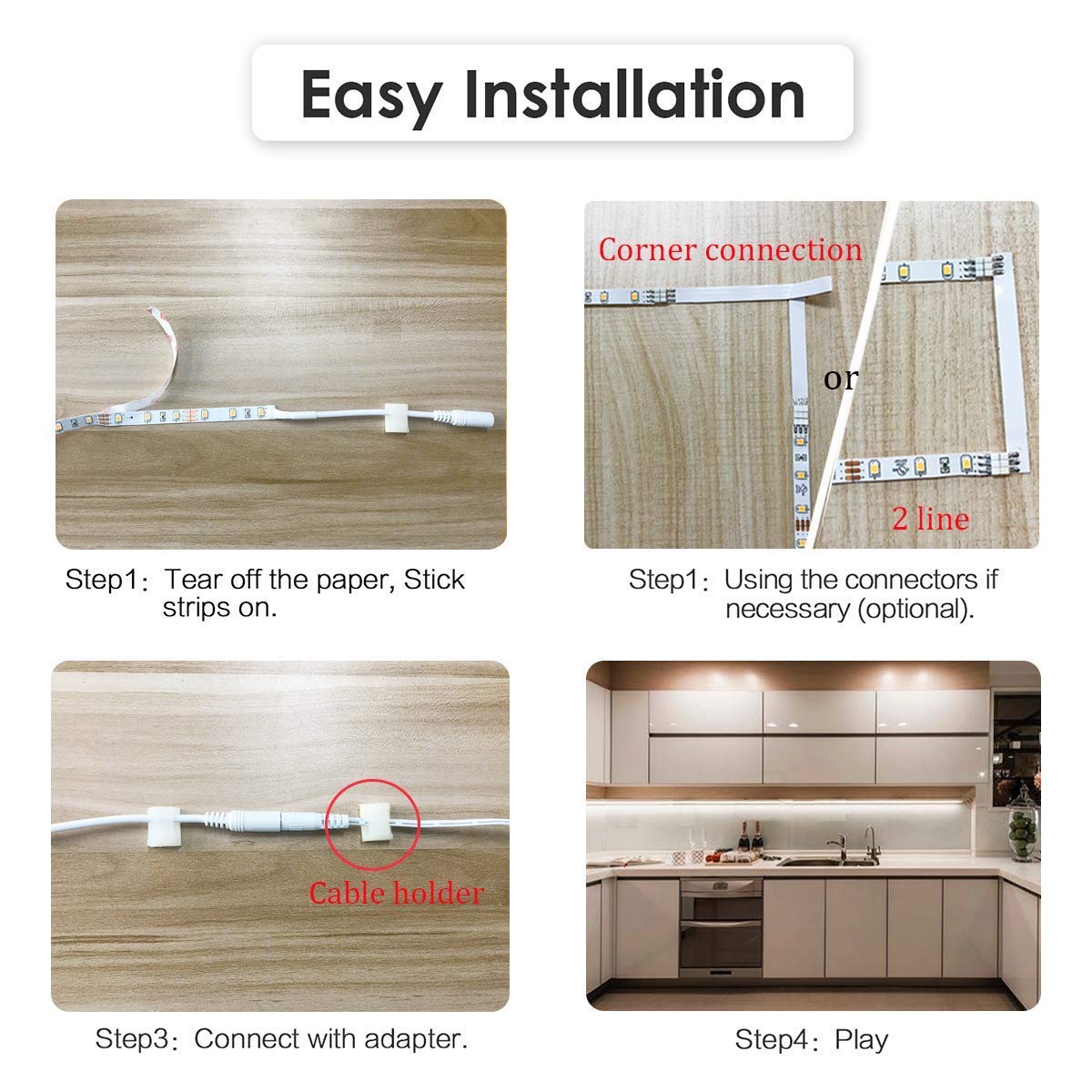 WOBANE Dimmable LED Under Cabinet Lighting, 6 PCS Strip Light Bars, 6000K White, 16W 1500LM, 6*20 inch, Model ZH