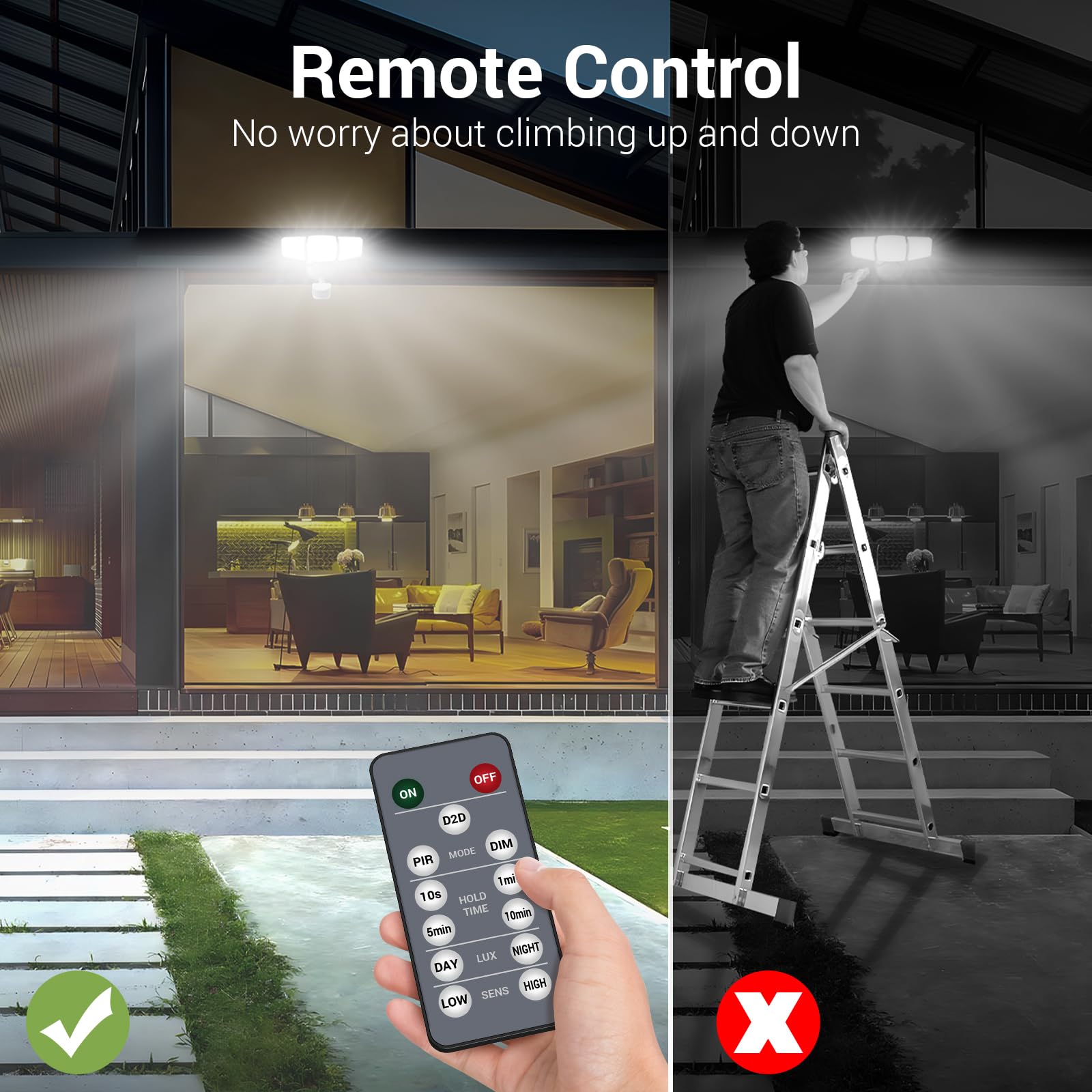NOVOSTELLA 45W Motion Sensor Outdoor Security Lights, 2Pack, 5000lm, Adjustable 3 Heads, IP65 Waterproof, White