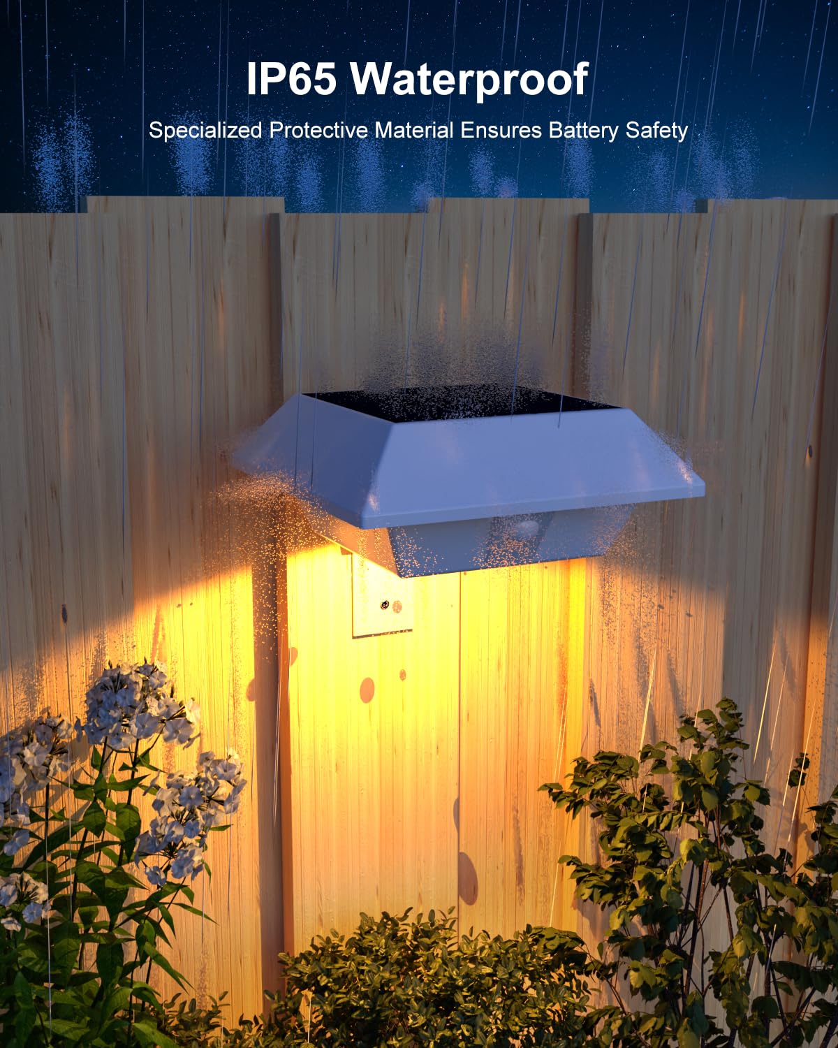 4 Pack Solar Powered Gutter Lights Outdoor Decorative Waterproof 12 Leds Yard Lamp For Fence, Railing, Outside Wall, Deck, Garde