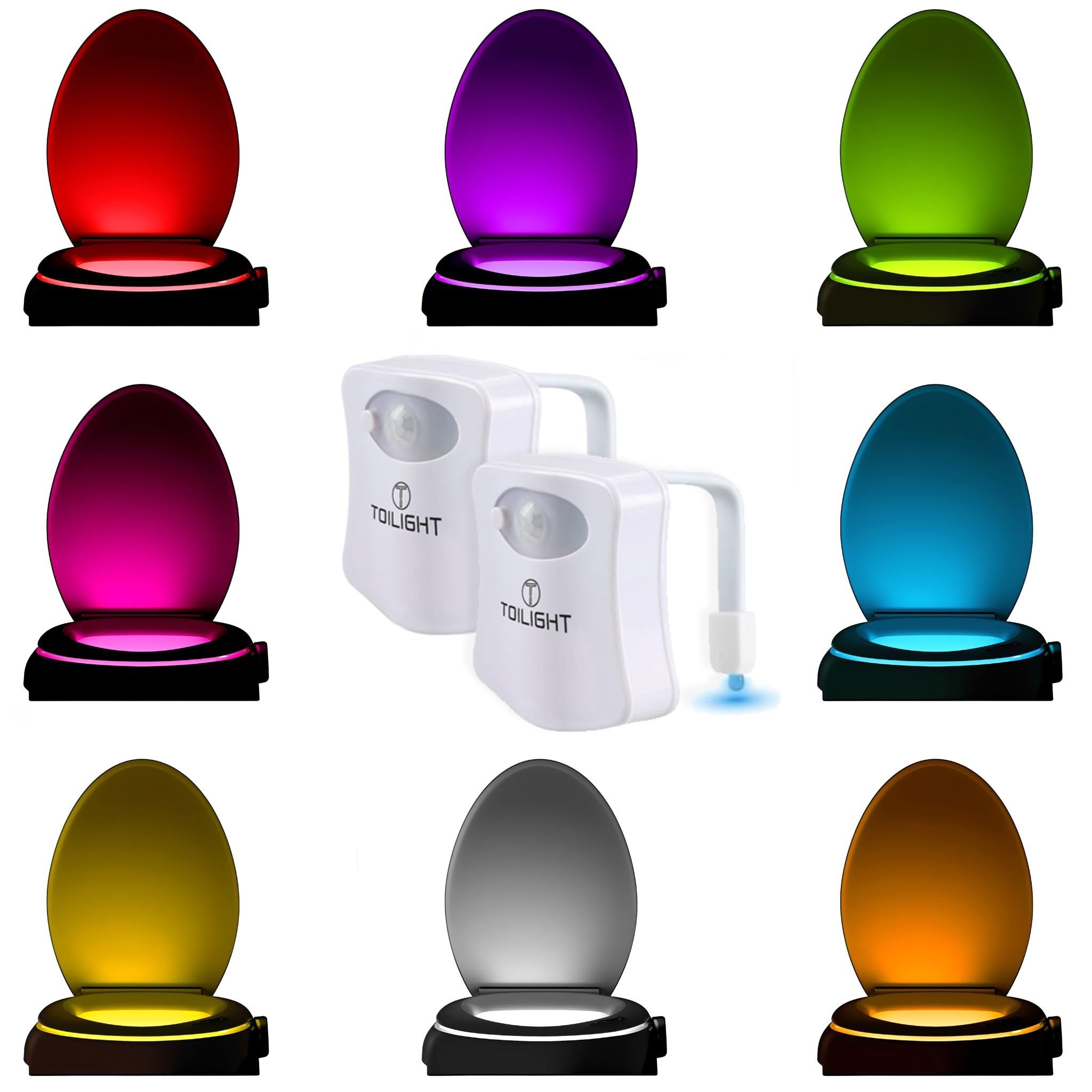 2 Pack. The Original Toilet Bowl Night Light. Fun & Useful Bathroom Motion Sensor Tech Gadget. Funny Novelty Birthday Gift Idea.