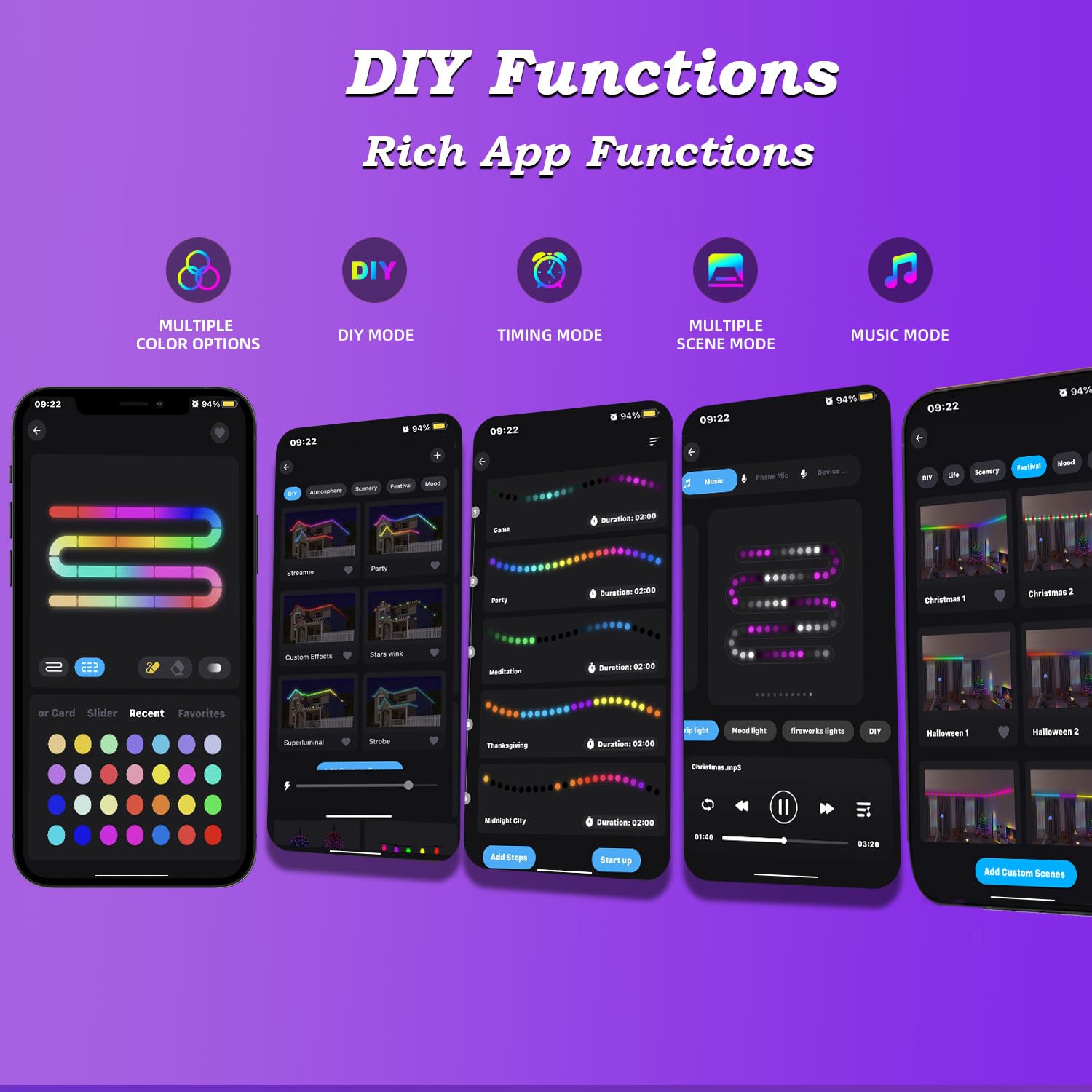 Lichaser Ip68 166Ft Rgb+Ic Waterproof Led Strip Lights Outdoor, Diy, Chasing, Segment Led Lights Strip Work With Bt App And Rf R