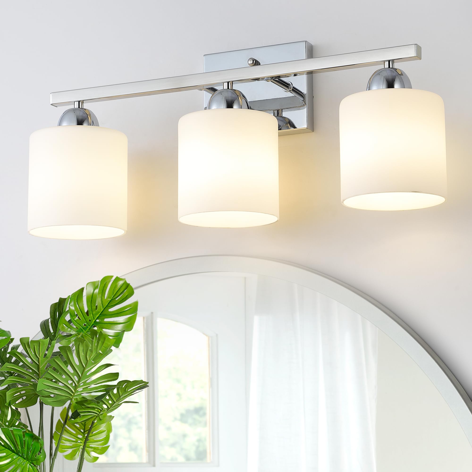 Mecgirn Stainless Steel Bathroom Vanity Light, 3 Light, Silver Chrome, Model B0003-3-Chrome