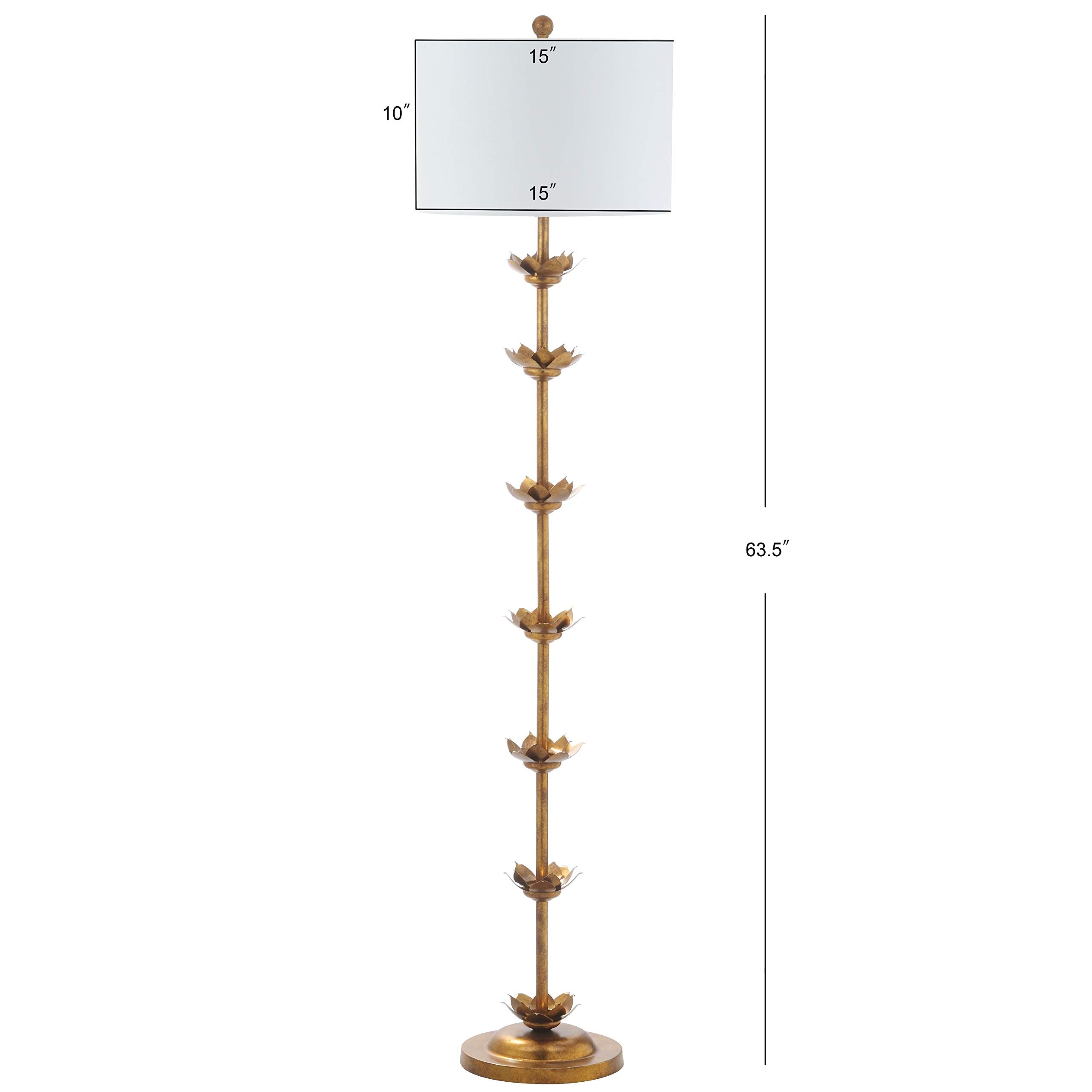 SAFAVIEH Landen Leaf 63.5" Antique Gold Floor Lamp, Metal, Model FLL4003A