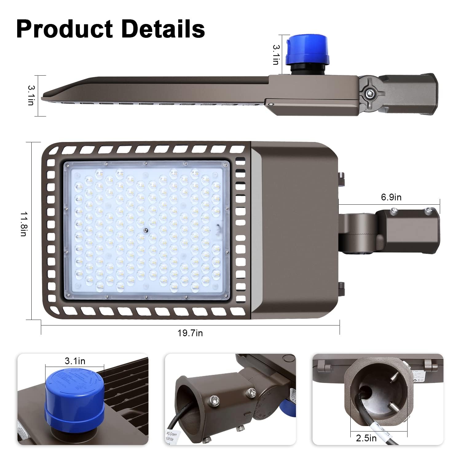 Biritalo 300W Led Parking Lot Light - 45000Lm Dusk To Dawn Floodlights, 5500K, Ip65 Waterproof, 3 Pack, Aluminum, Model 150