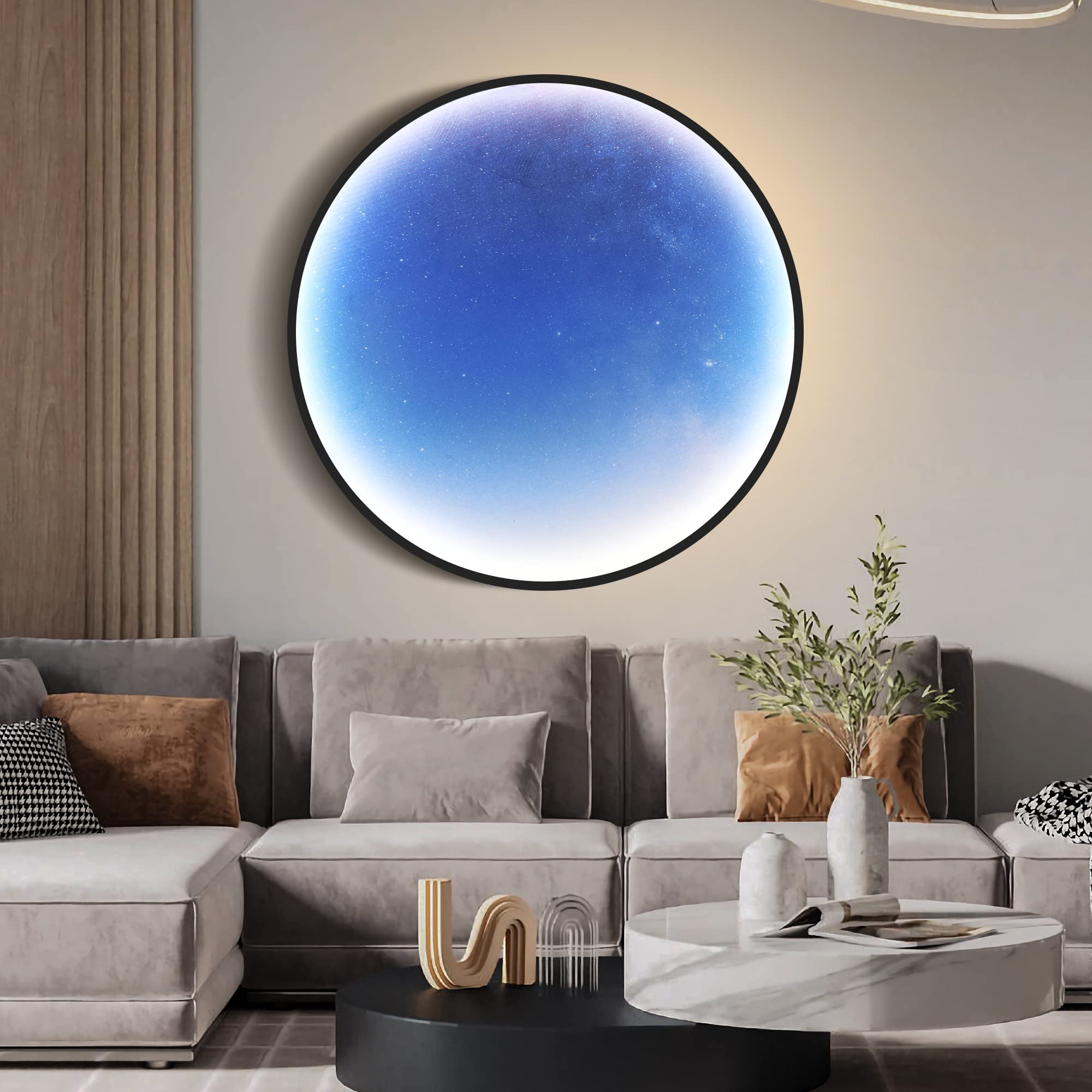 LEDIARY Dimmable Wall Light 31.5 inch Starry Sky Wall Lights with Remote Control Plug-in Modern LED Light, 40W Black Night Light