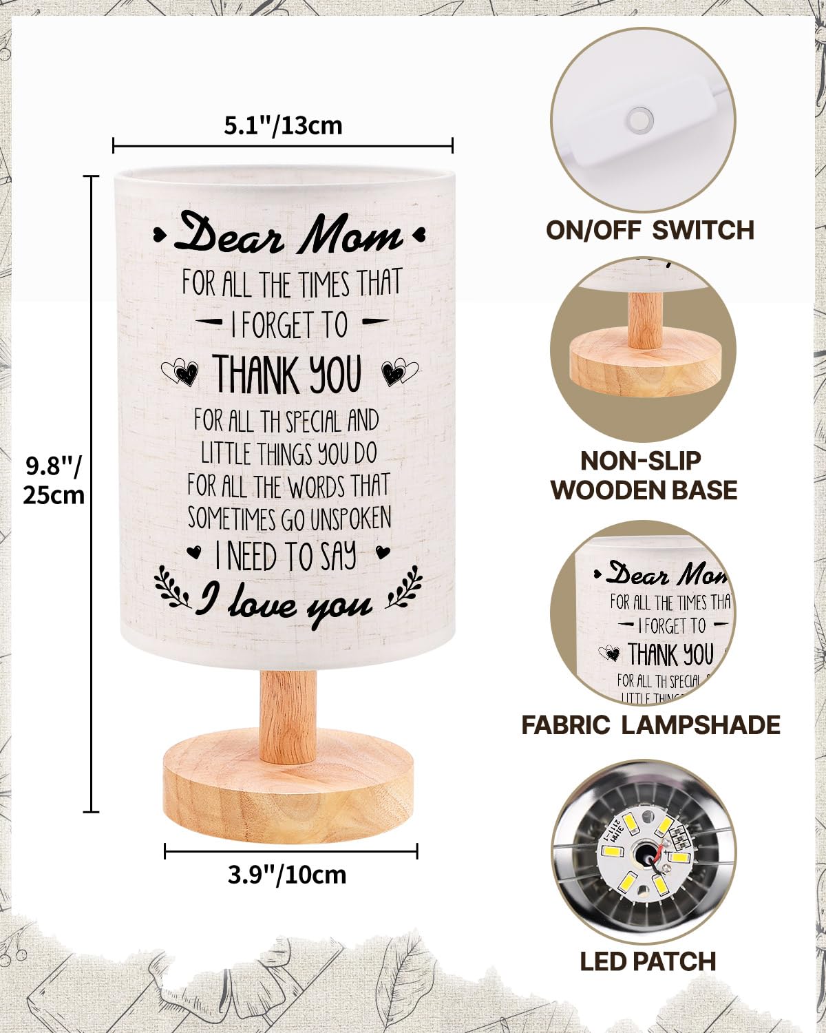 Souhoney Mom Birthday Gifts From Daughter Son  Sentimental Gifts For Mom Birthday Gifts From Daughter Son  Unique Christmas Mothers Day Gifts For Mother Lamp Gifts For Home Decor