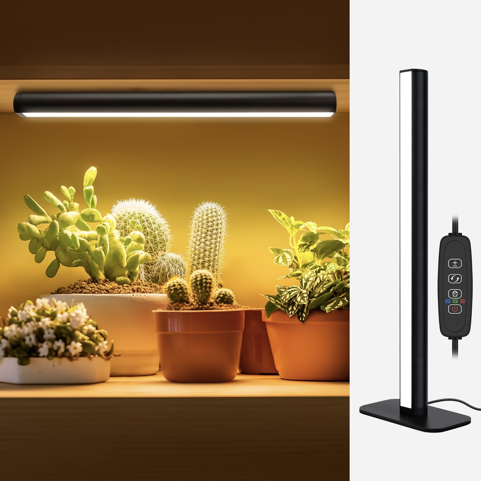 MistyJungle Grow Lights for Indoor Plants 20W 169 LED Full Spectrum with Timer  Hanging Plant Growing Light with Dimmable On/Off Switch 16.8in Height Standing Vertical Lamp for Seed Starting Growth