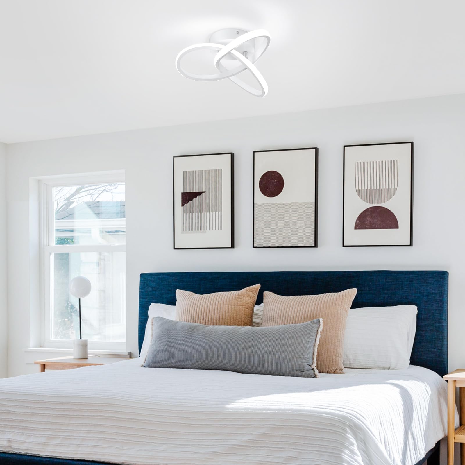 Caneoe Hallway Light Fixtures 6000K Cool White Modern Led Ceiling Light Fixtures Close To Ceiling Light For Hallway Kitchen Bedroom Bathroom Curved Design Ceiling Lamps