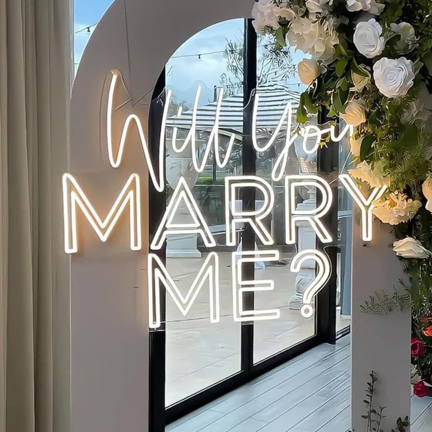 XIMAQIS Custom Neon Sign - "Will You Marry Me?" - 23x17.5in Acrylic - Warm White Wedding Decor