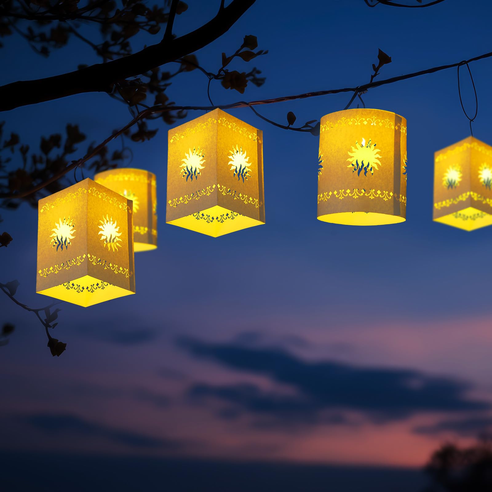 Beeveer 20 Pack Princess Sun Hanging Lanterns - DIY Paper Decorations for Birthday Parties, Classic Color, Model GRE-Beeveer-4353