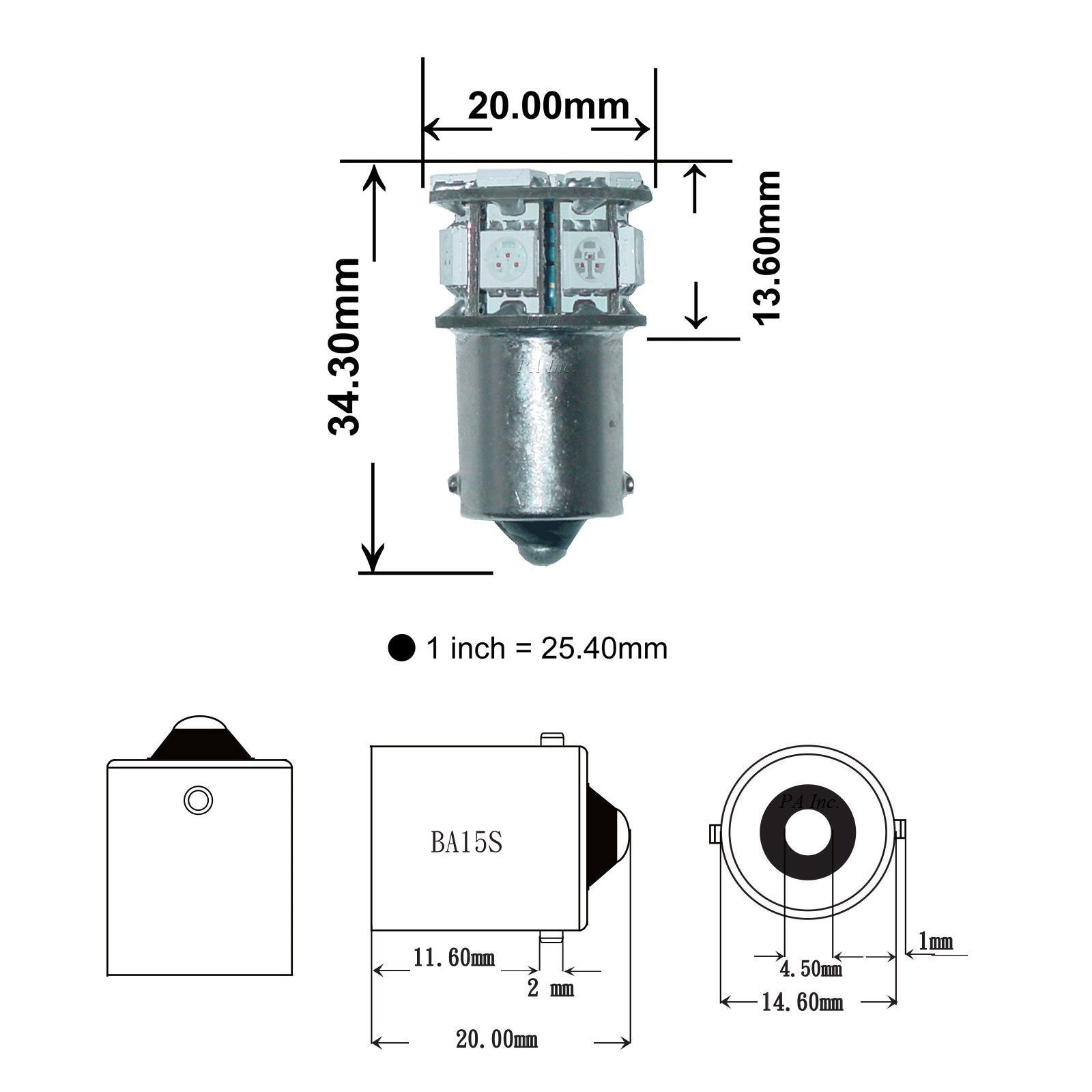 PA LED 2PCS 13SMD 1156 Ba15s White Auto LED Bulb 12V for Turn Signal, Side Marker, Stop, Back Up, Tail Light (1073 1003 1093 112
