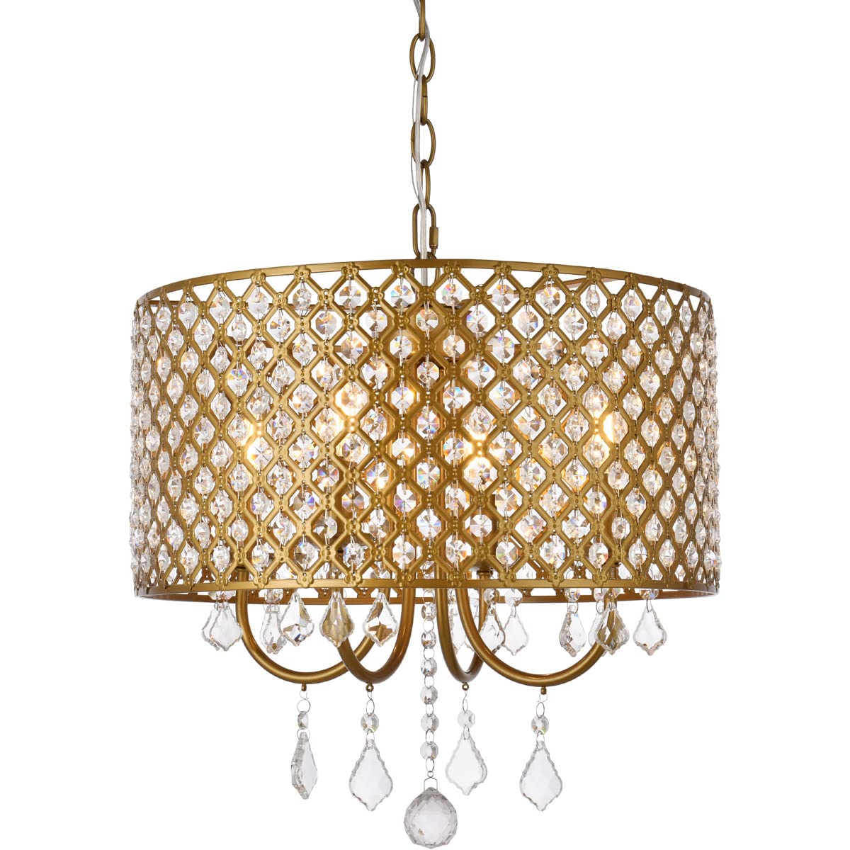 Living District Elise 4-Light Transitional Metal Pendant in Brass Finish