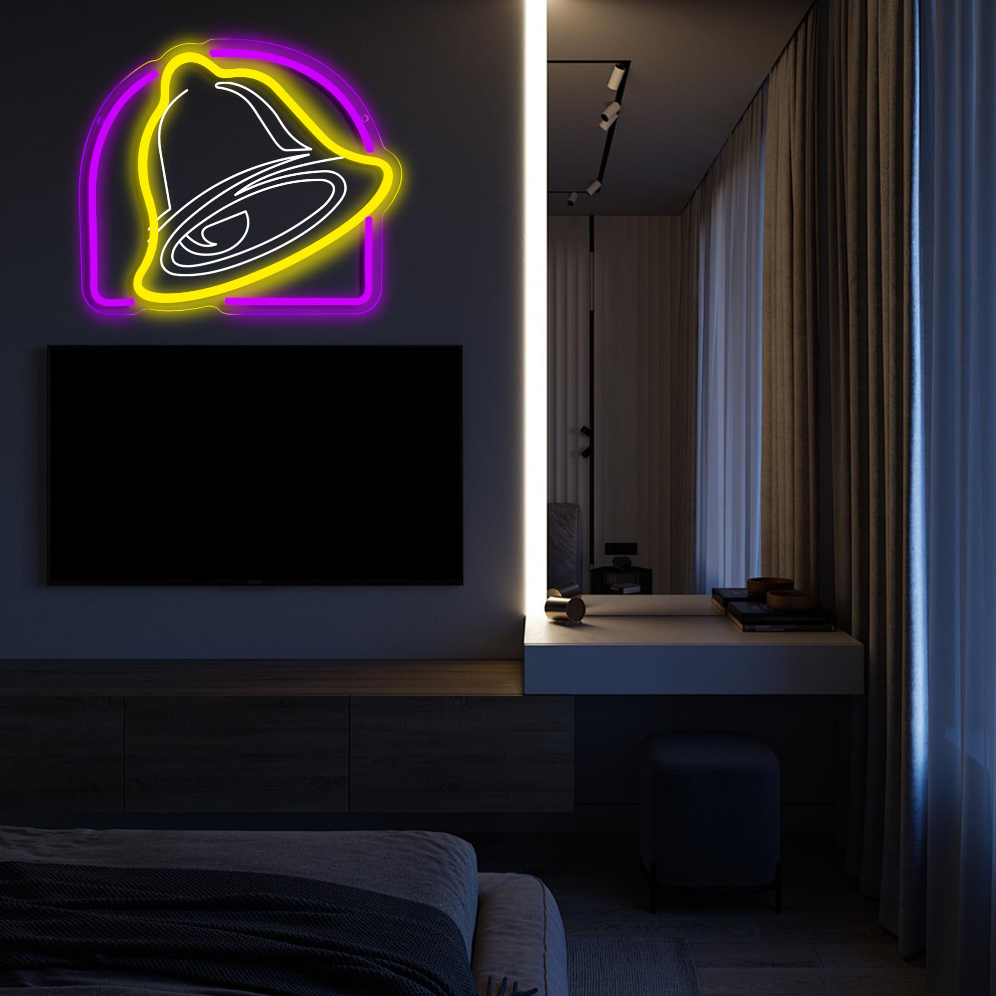 Gippro Taco Neon Sign - Dimmable Wall Decor, USB Powered, 13.3x11.4in, Yellow for Kitchen, Coffee Shop, Mexican Restaurant