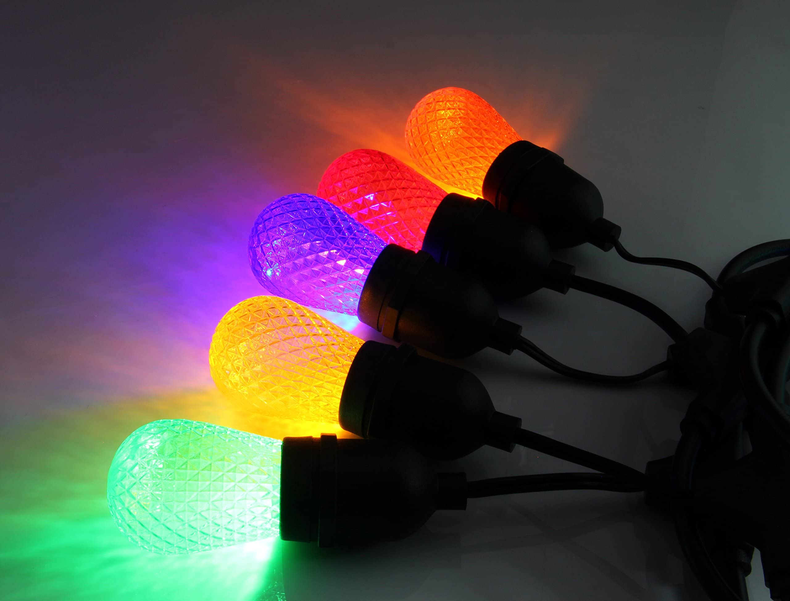 Brimax S14 Led Colored Light Bulbs With Faceted Surface Outdoor Indoor String Light Replacement Bulbs Plastic Shatterproof  E26 Base  For Christmas Halloween Party And Holiday Decor 15 Pack
