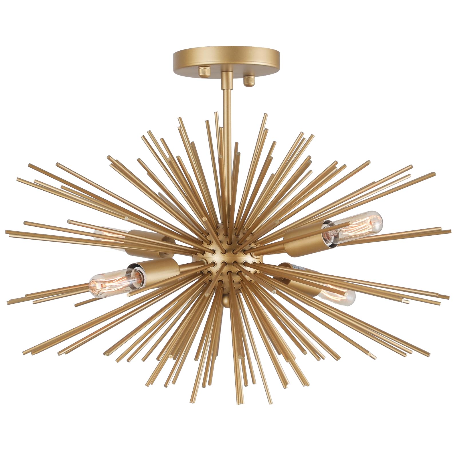 Cawabien Starburst Chandelier, 4 Lights Modern Gold Sputnik Chandelier Vintage Light Fixture Flush Mount Ceiling Light For Bedro