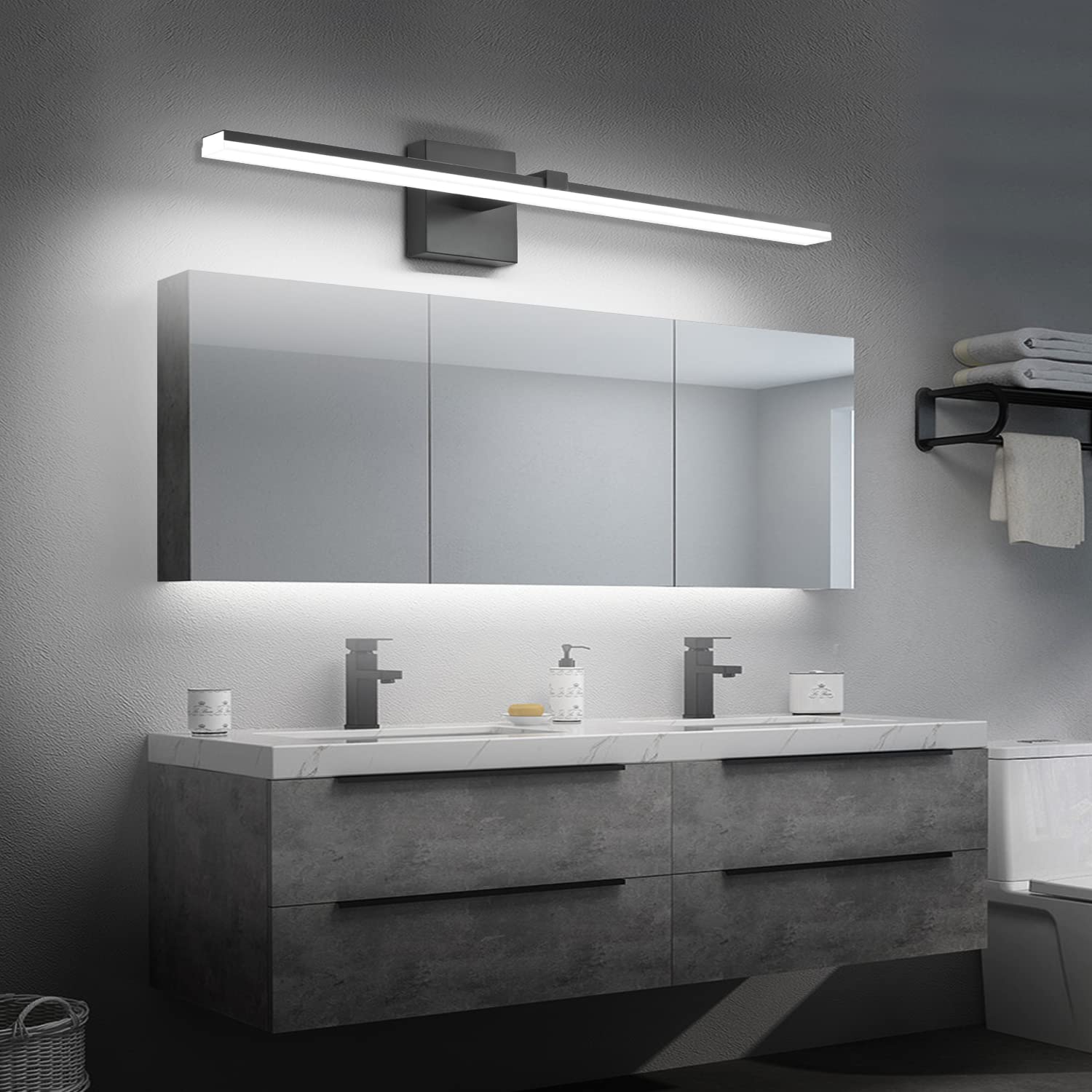 Zuzito 30" Modern Led Vanity Lights - Matt Black Dimmable Bathroom Fixture Over Mirror