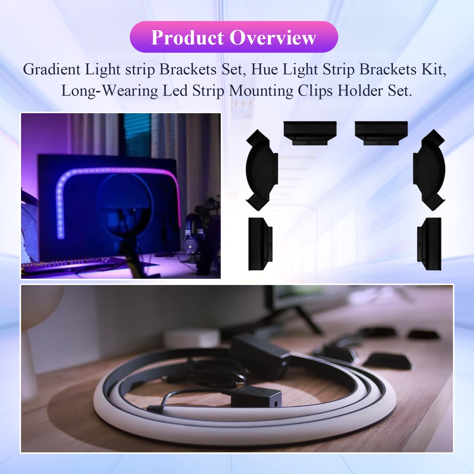 ?? ?????? Brackets Set Fit For 55 In 65 In 75 In Philips Hue Play Gradient Light Strip, Hue Light Strip Brackets Kit, Long-Weari