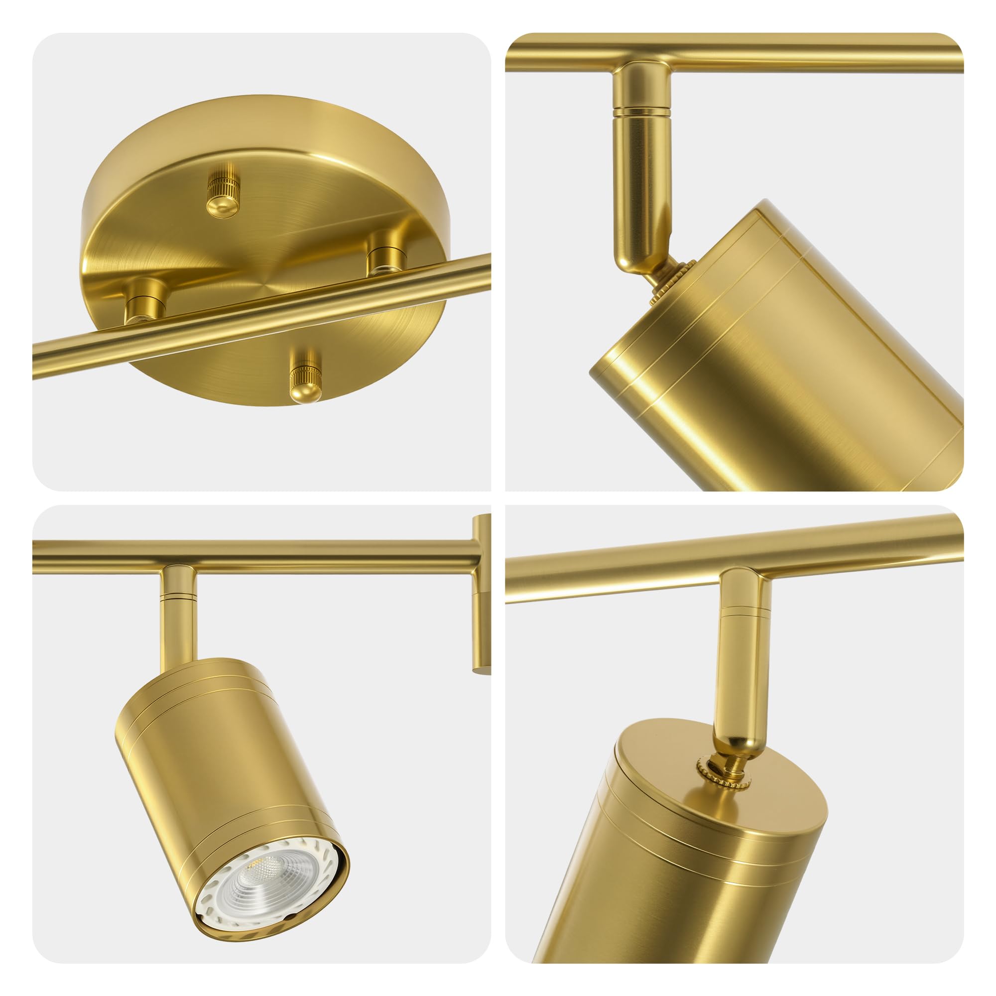 Vonluce 8 Light Track Light Fixture  Led Track Lighting Kit With Rotatable Heads  3-Color Gu10 Bulbs Included  Modern Ceiling Spotlight For Kitchen Office Closet Studio Bedroom  Gold