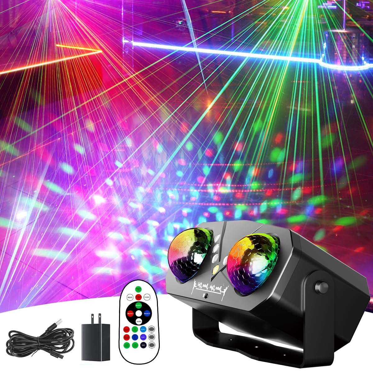 Yiixuyo - Party Disco Strobe Ocean Star Projector Dj Dance Light Sound Activated with Remote Control Stage Rave for Parties Bar 