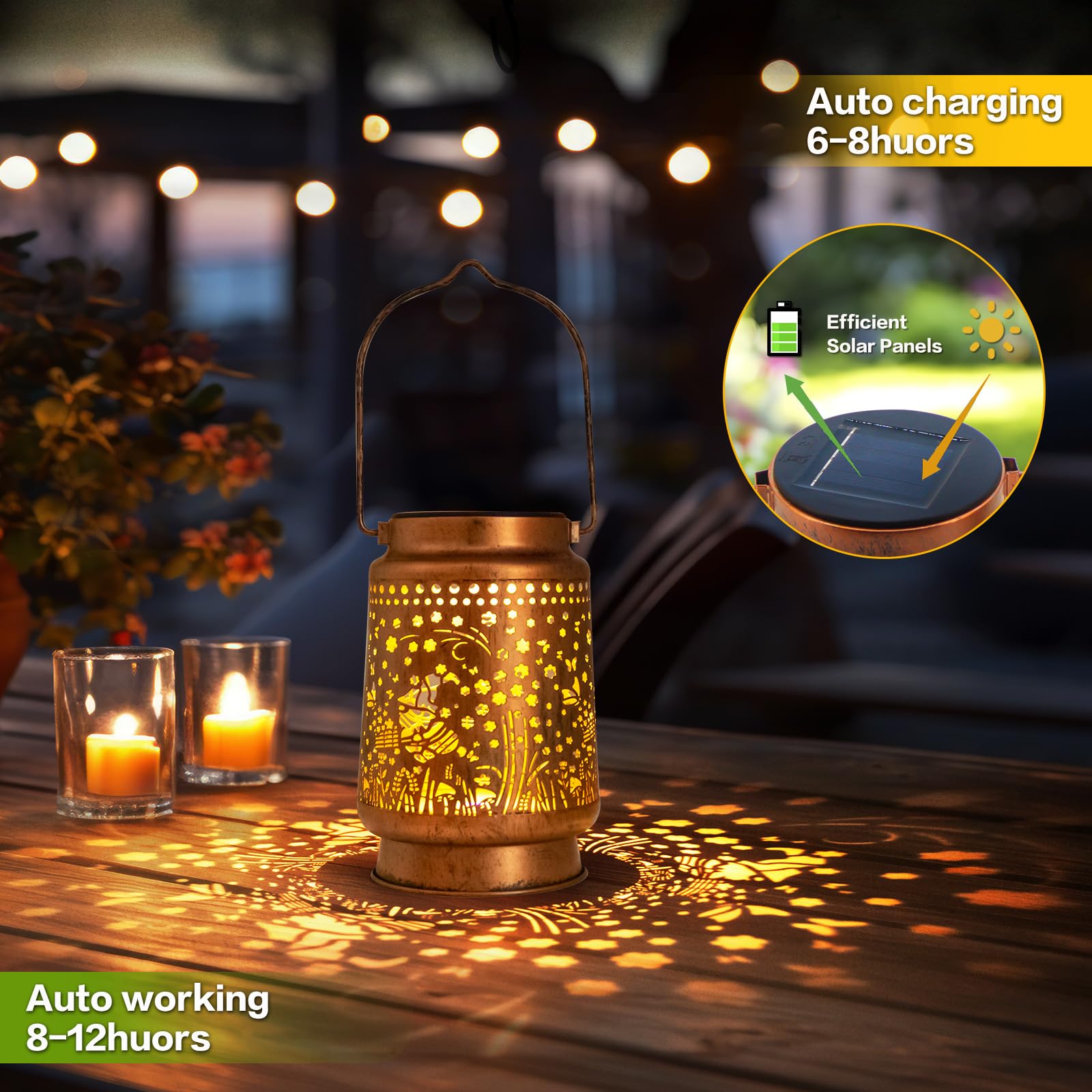 Solar Lanterns Outdoor Garden Decor  Gifts For Women  Mom  Grandma  Birthday  Thanksgiving  Decorative Waterproof Hanging Metal Led Light For Yard  Patio  Lawn  Landscape  Backyard (Gnomes)