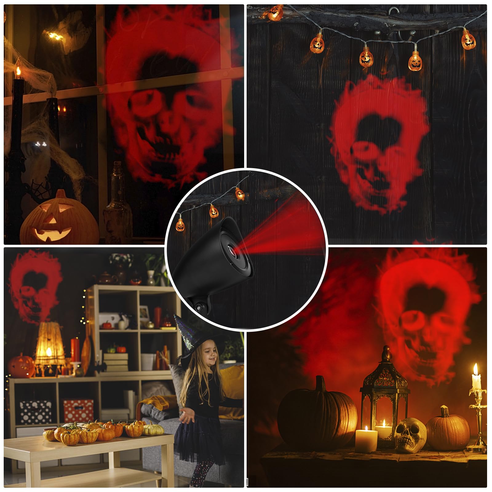 Forchic Halloween Projector Lights, Waterproof Red Skull Led For Indoor/Outdoor Decoration