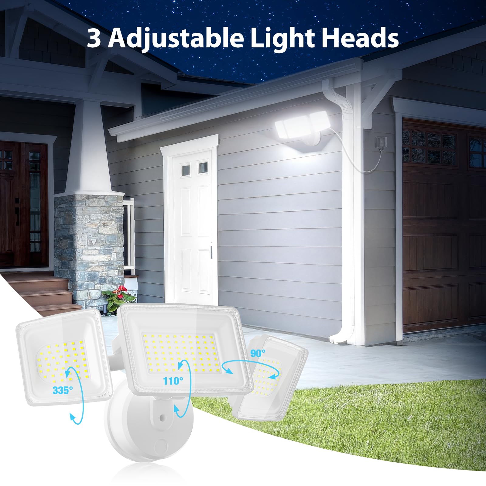 Onforu 130W Flood Lights Outdoor, 13000Lm Super Bright Plug-In Led Flood Light Outdoor, Ip65 Waterproof Security Light With 3 Ad