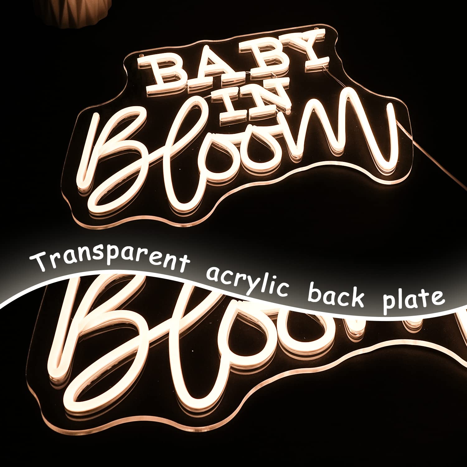 Alkkign Baby In Bloom Neon Sign Baby Neon Lights Warm LED Neon Light Signs Dimmable Letters Lights USB Powered with Switch for W