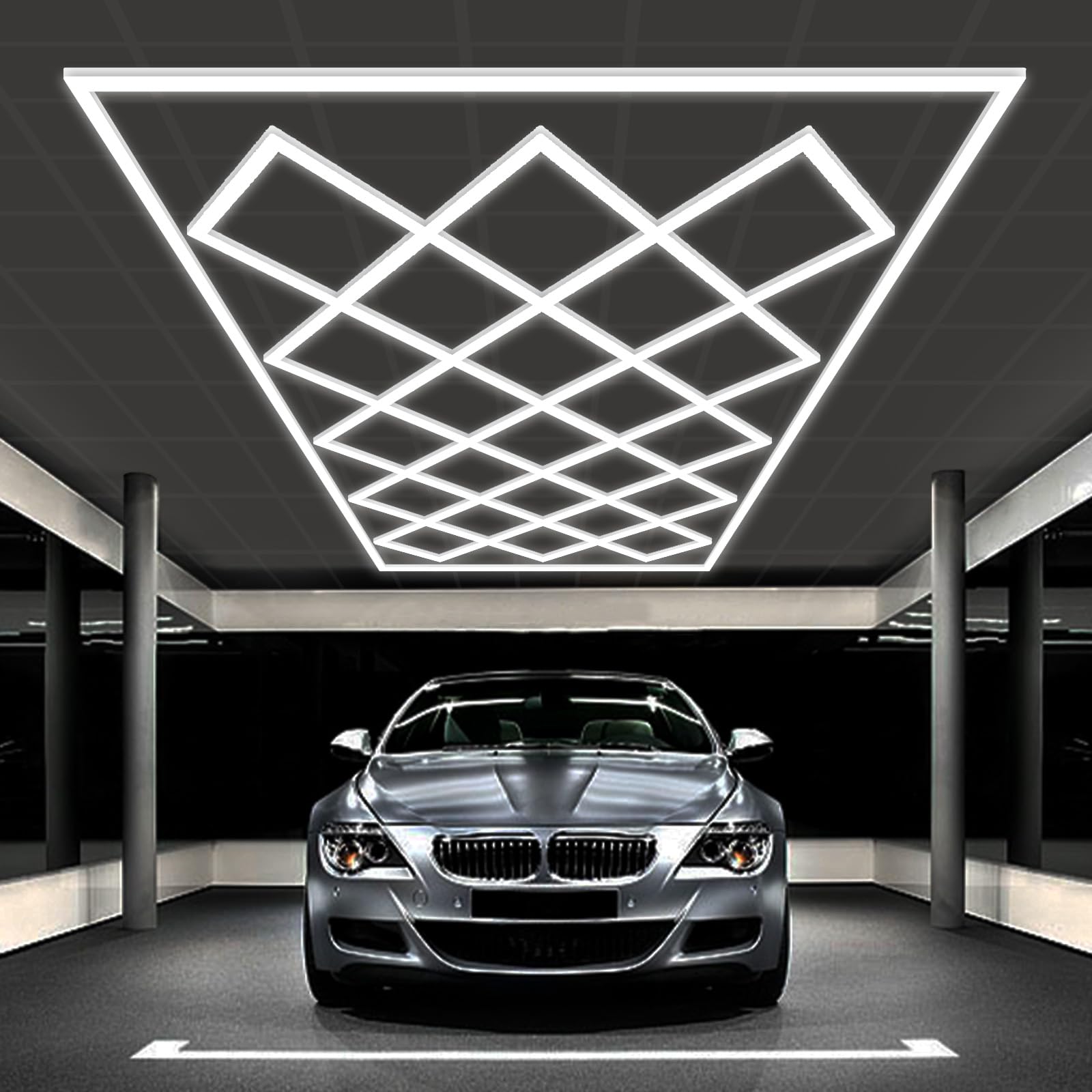 Ofenrd Large Hexagon Garage Lights 23 Hex Ultra-Bright Led Lights New Updated Diamond Commercial Lighting for Garage Car Detailing Barber Shop Gym Warehouses Basement.