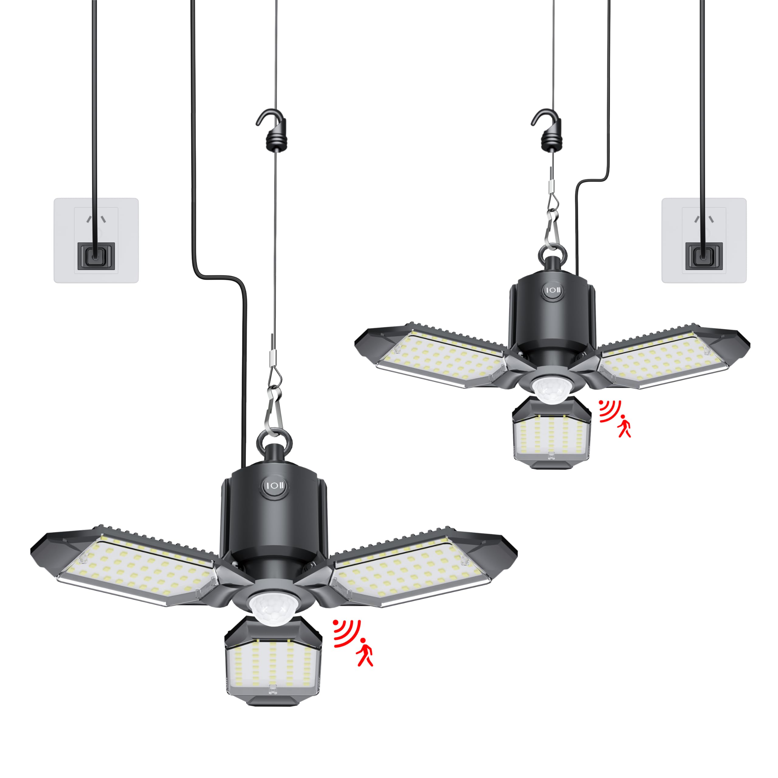 Craftersmark Led Garage Light Plug In Motion Sensor, 80W Motion Sensor Light Indoor, Garage Light With Motion Sensor, Dusk To Da