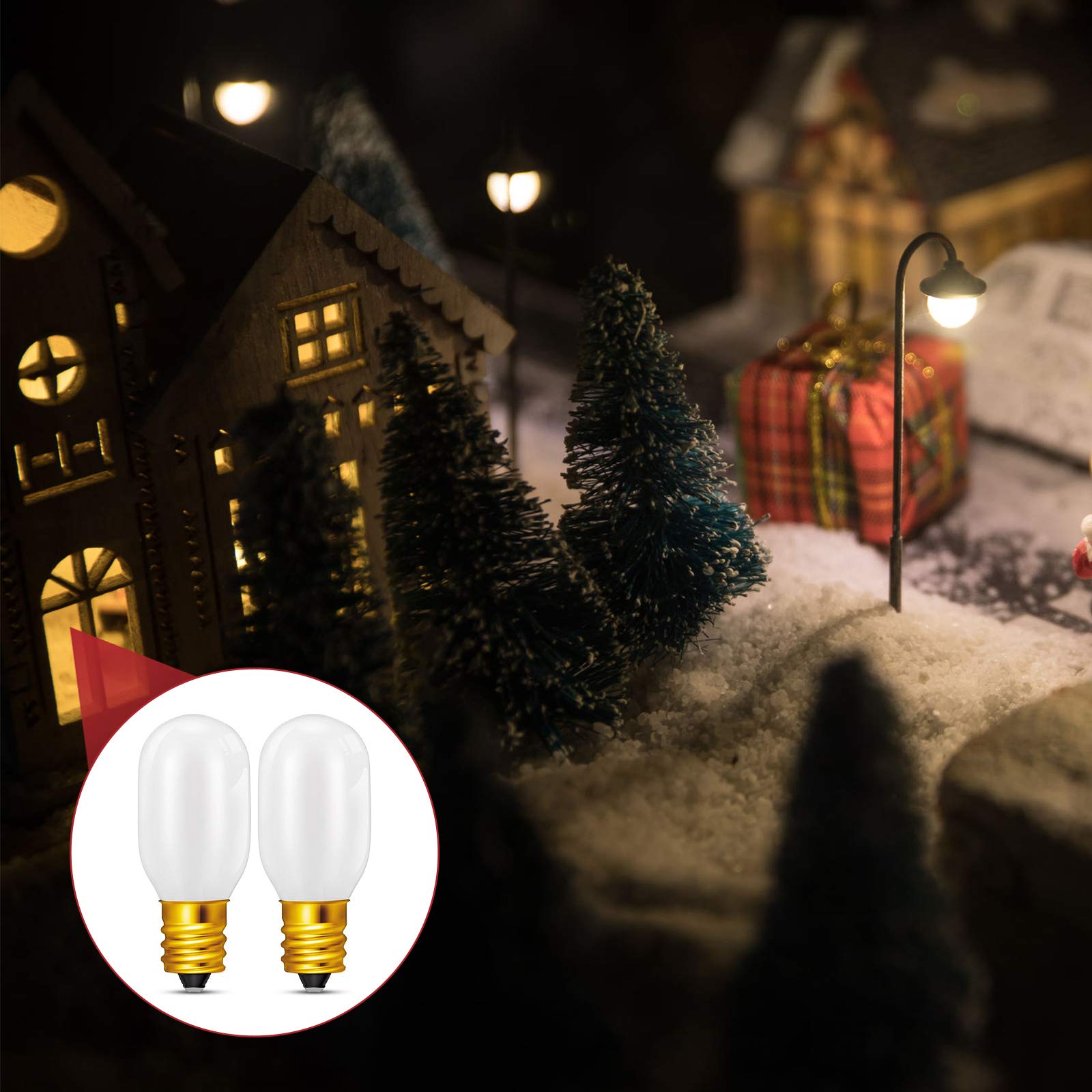 Honoson 20 Pieces Christmas Village Light Bulbs 6 W Replacement Bulbs, E12 Candelabra Base T20 Led Bulbs Accessory For Villages