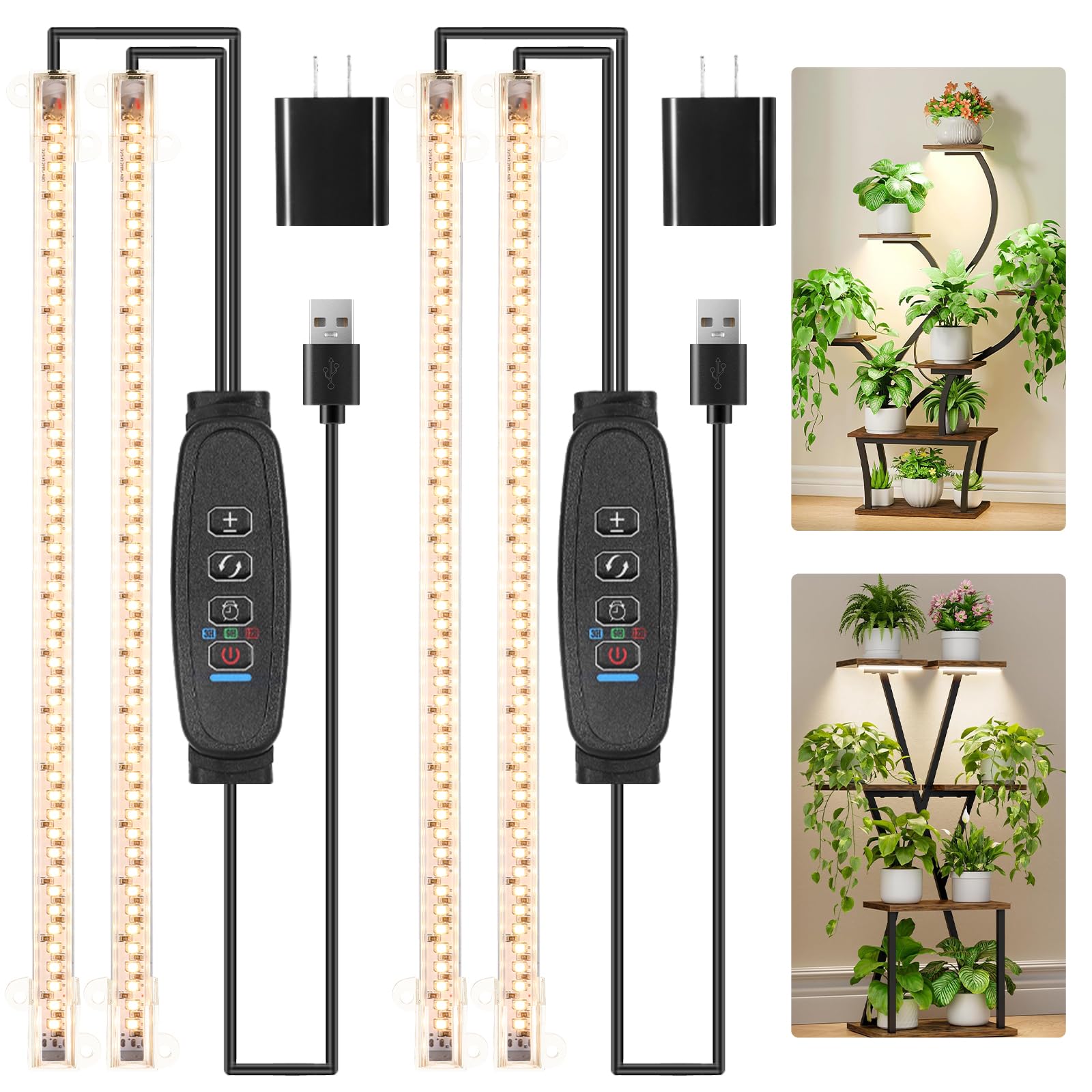 13 Inches LED Grow Light Bands  Grow Lights Match The Flower Stand for Indoor Plants Full Spectrum 3500K Plant Lamp with 3/9/12H Timer  10 Dimmable Levels for Seedling Succulent  2 Head 2 Pack