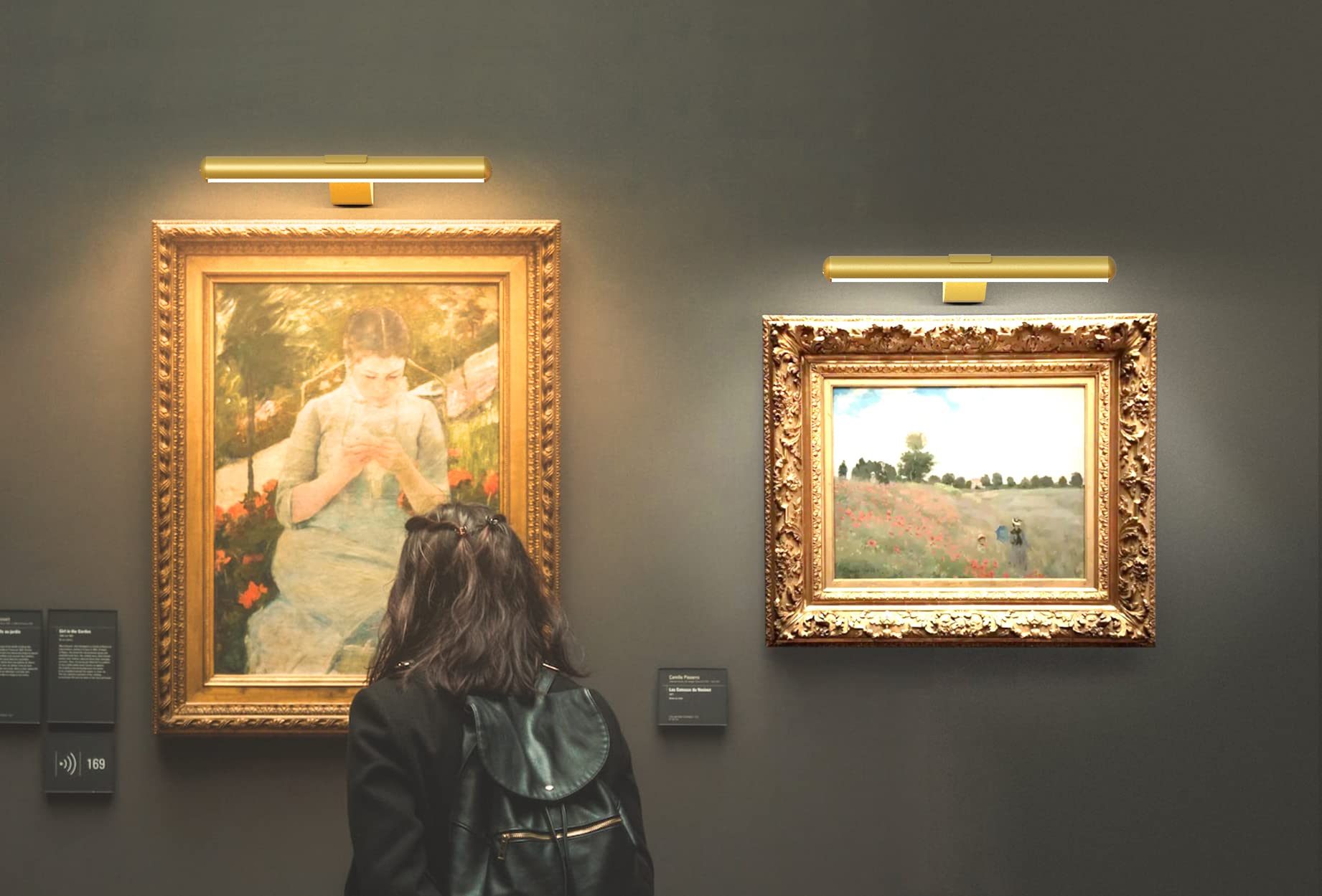 2Pack Battery Operated Picture Light With Remote 16'',Wireless Painting Light Rechargeable With 3 Lighitng For Pictures Paintings Gallery Dartboard Portrait Display Full Metal Gold