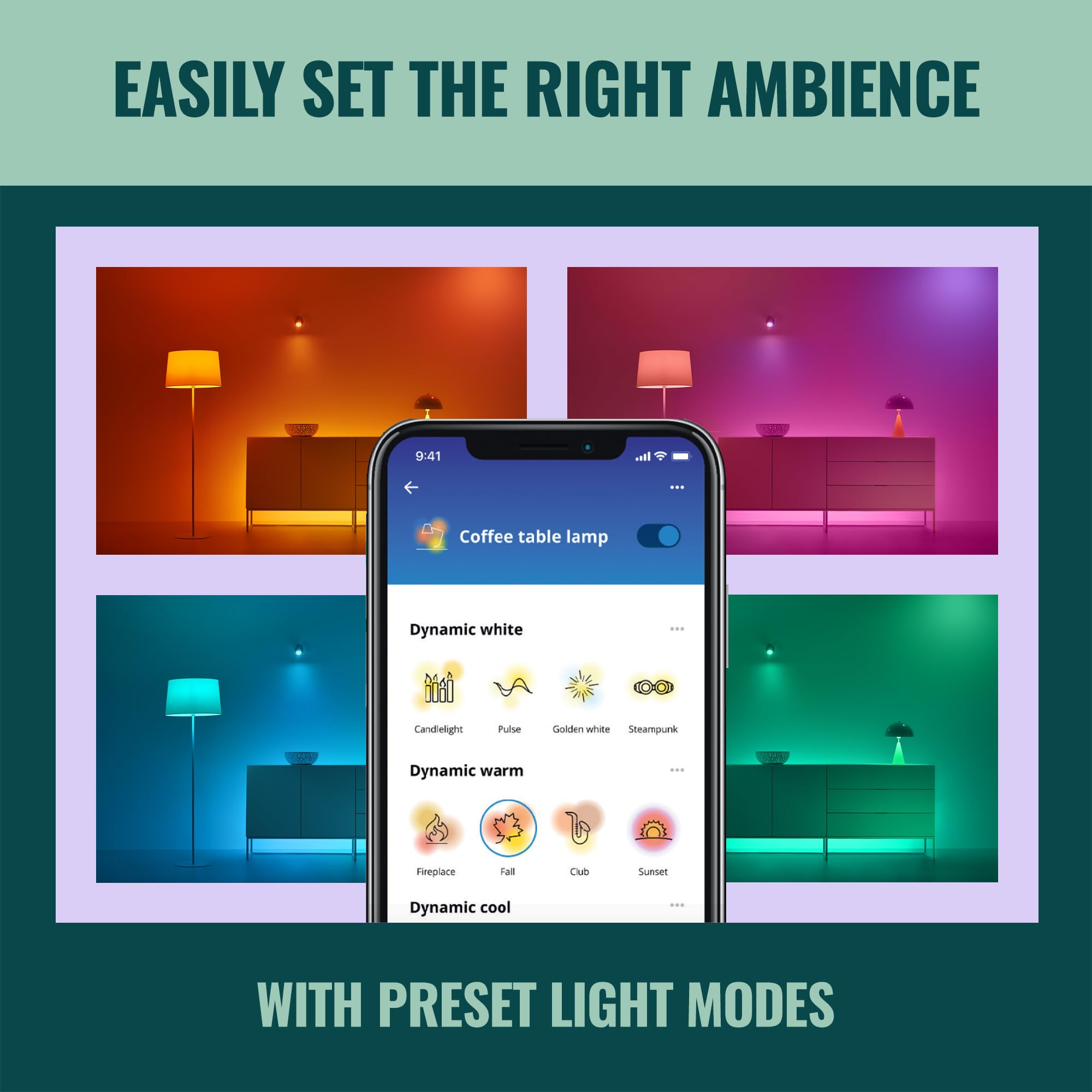 WiZ Connected E12 Smart LED Light Bulbs - 40W, Wi-Fi, Voice Control, Motion Activation, 3 Pack, Plastic
