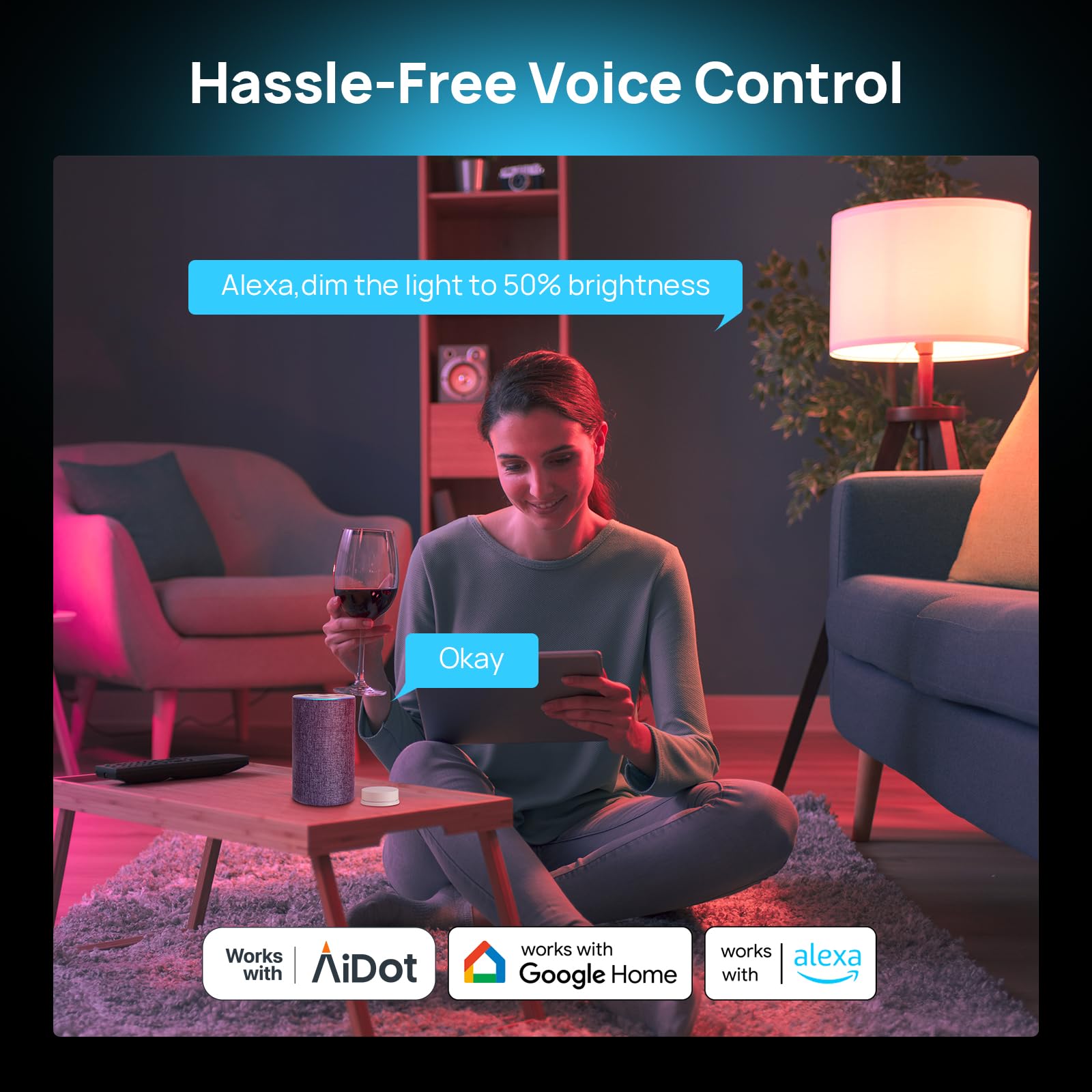 Consciot Smart Light Bulbs With Remote Control, Led Light Bulb That Compatible With Alexa & Google Home A19 E26 2.4Ghz Wifi Ligh