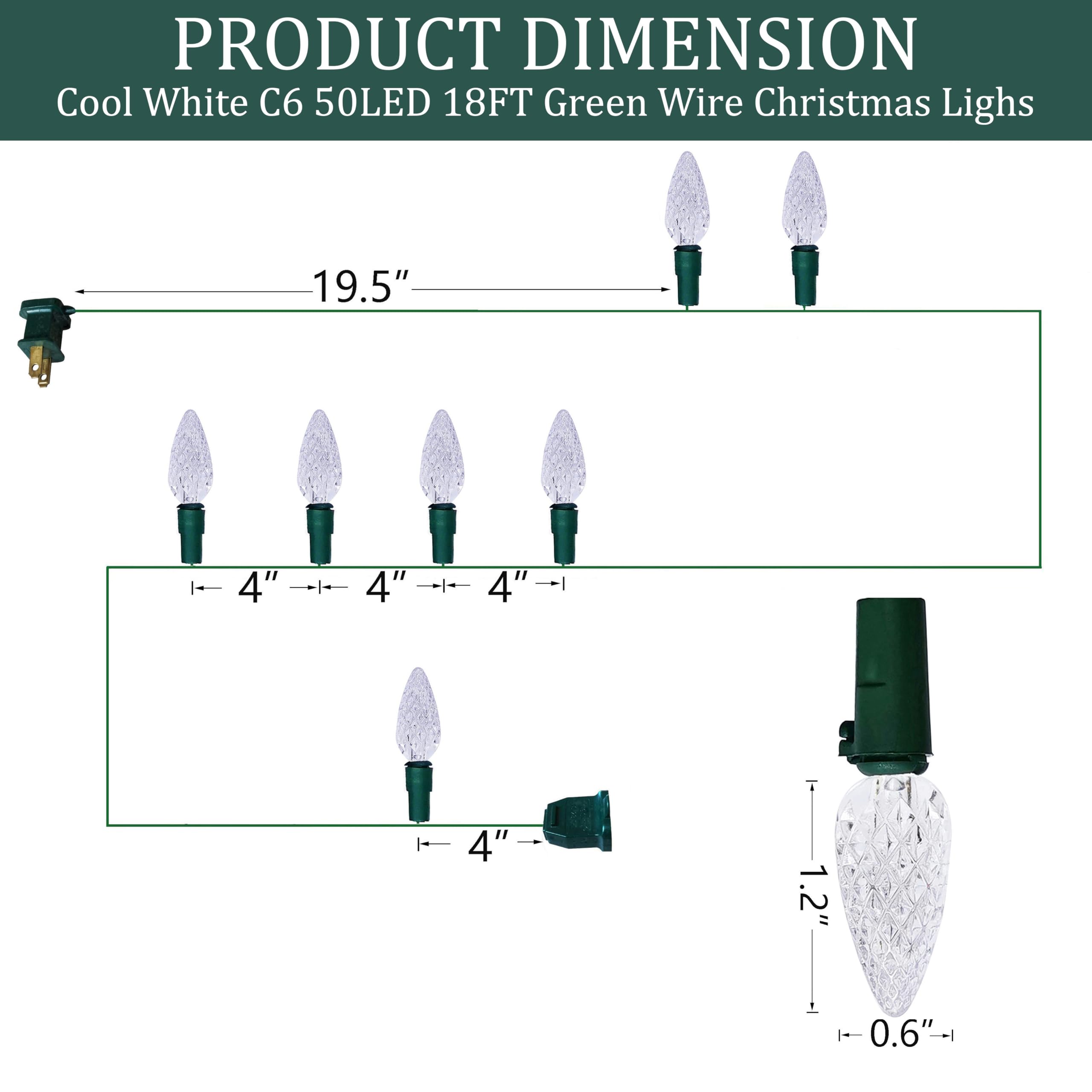 Mxtclm C6 Christmas Lights 50 Led Cool White Strawberry 18Ft Waterproof String Lights For Outdoor Indoor Garden Yard Home Party
