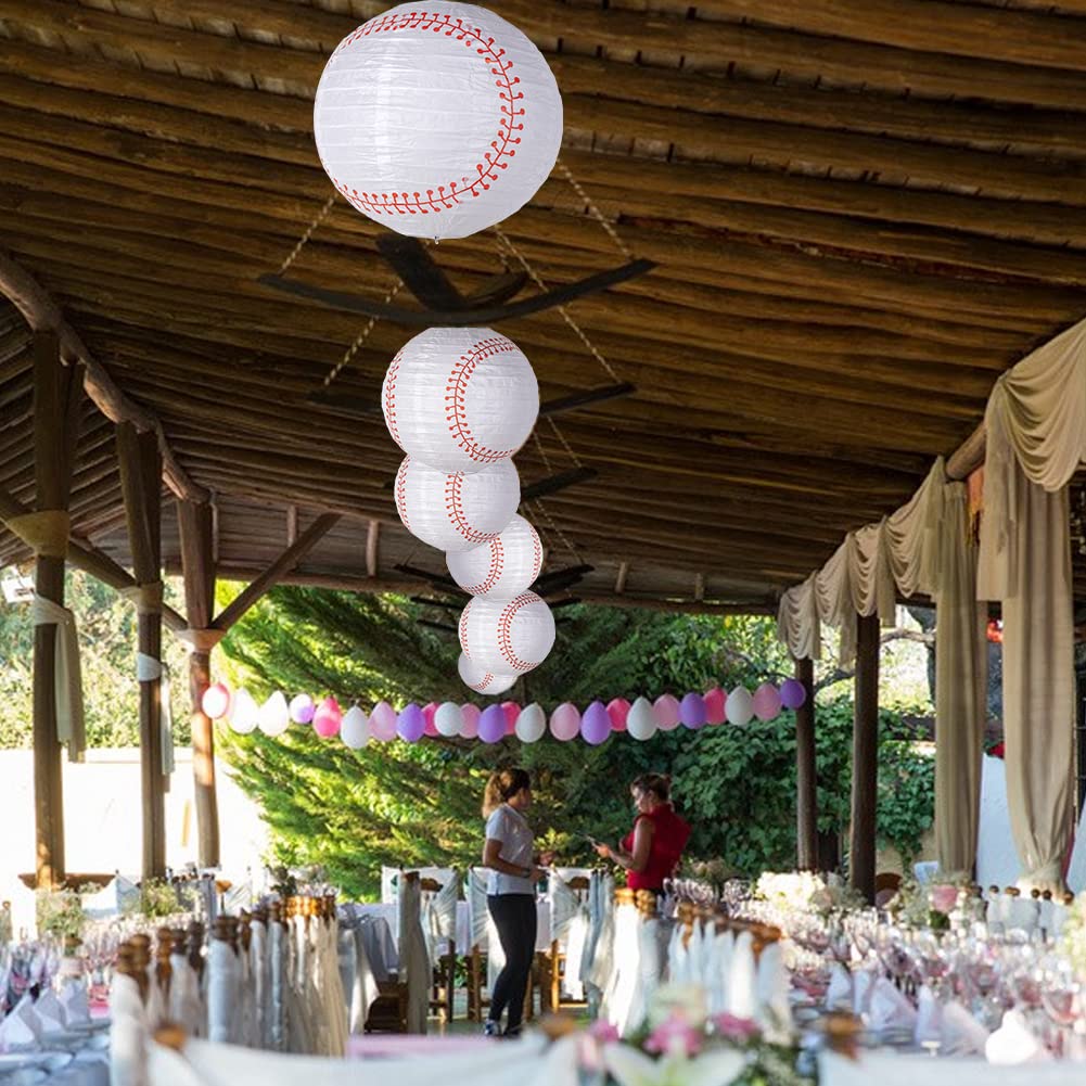 Easy Joy 8in  Baseball Paper Lanterns - 3 Pieces, Metal, Sports Team Party Decorations, Color: 3pcs-baseball, Model: 8542000581