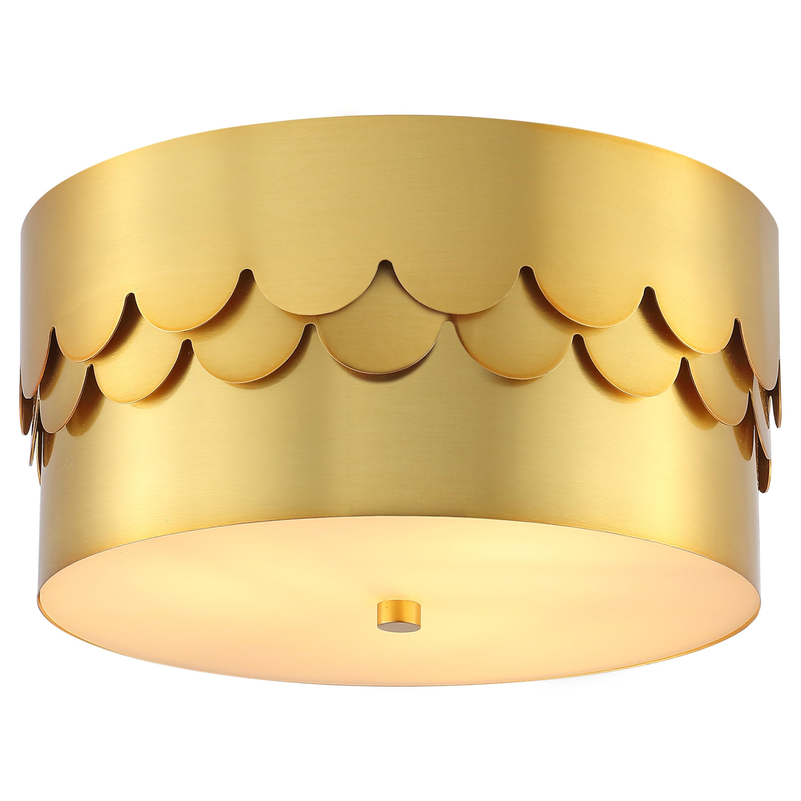 Safavieh Lighting Collection Jimena Brass Gold 3-Light 13-Inch Drum Flush Mount (Led Bulbs Included)