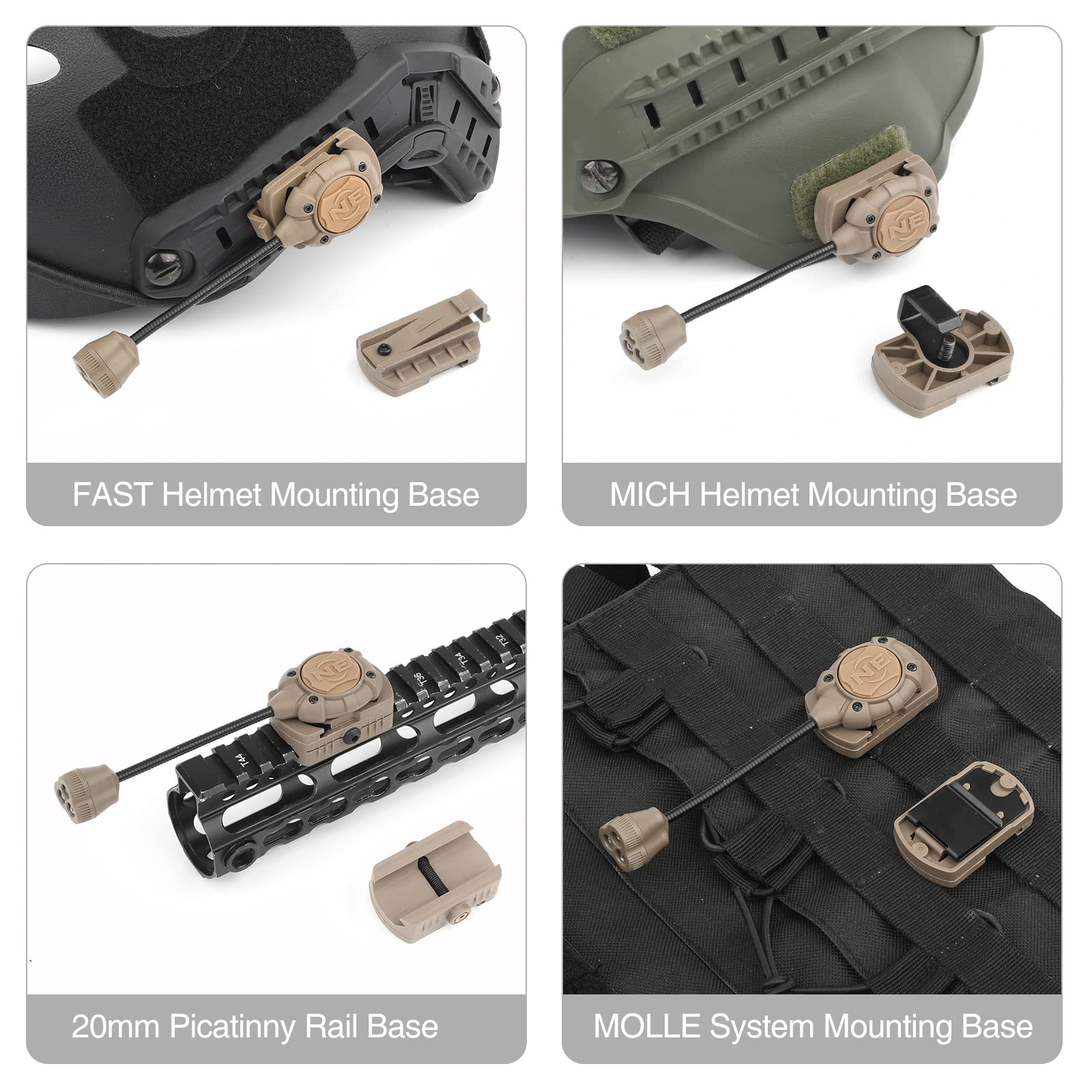 rdzzwxw Tactical Helmet Light with White Red IR LED Task Lamp, Military Helmet Accessories Mount for Mich Fast Helmet Molle Syst