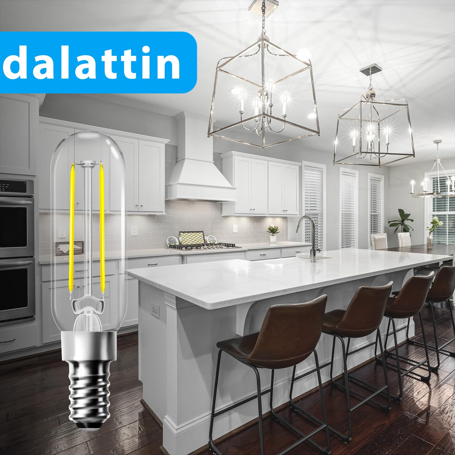 Dalattin T6 Led Candelabra Bulbs E12 Base 5000K Daylight White, 4.5W=40W, 500Lm Dimmable Vintage Edison Bulbs For Chandelier, Ce